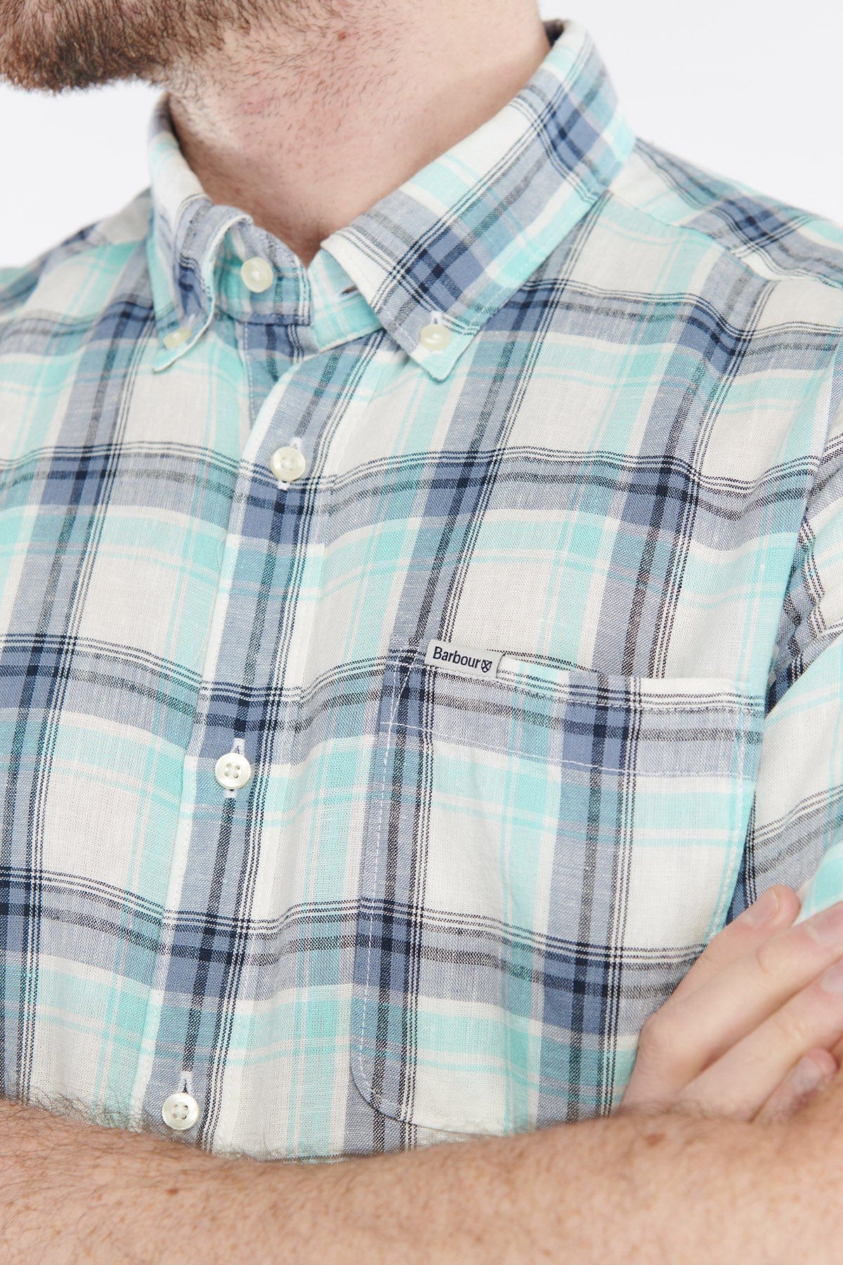Crossfell Tailored Shirt - Ecru/Blue - Image 5