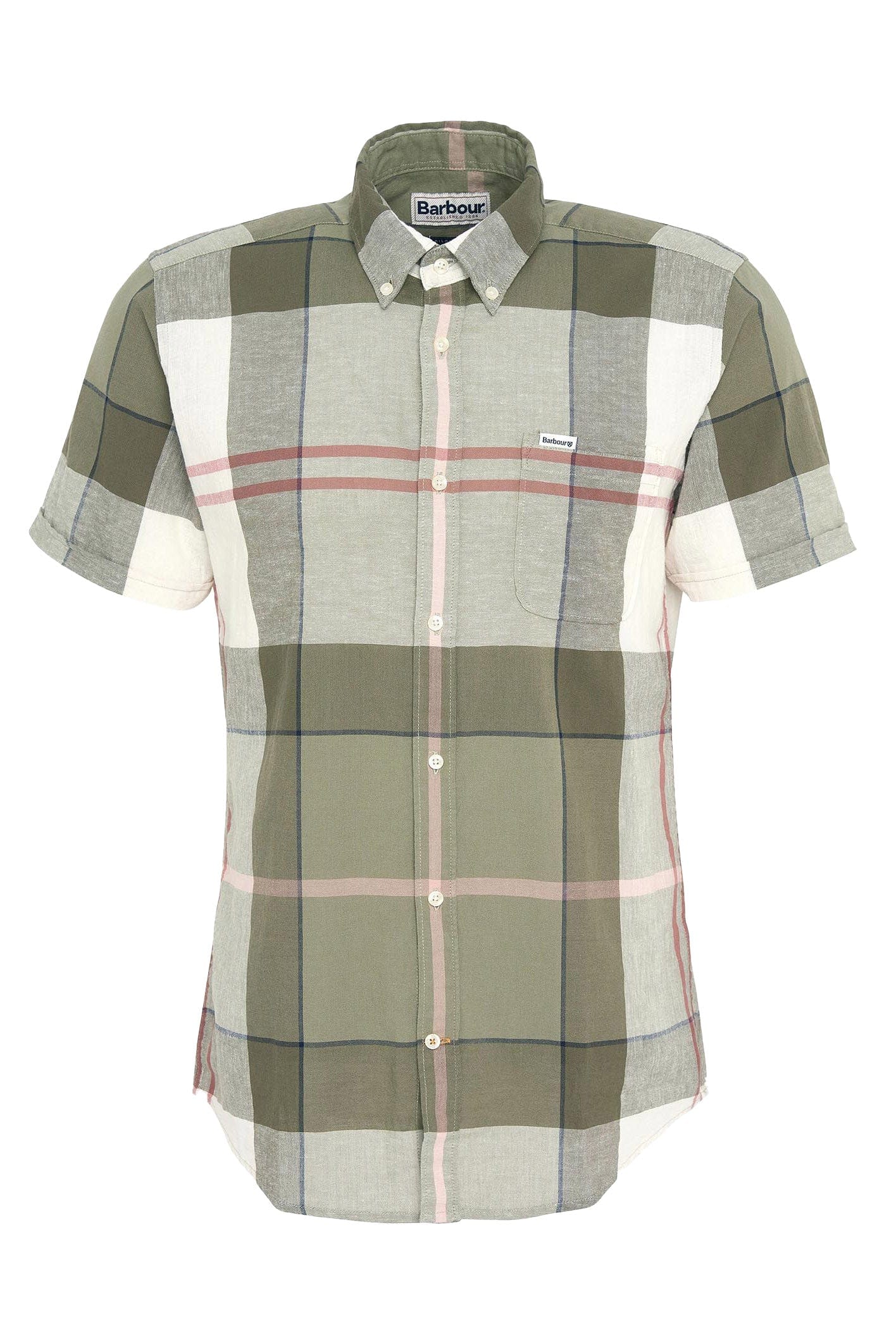 Douglas Short Sleeve Tailored Fit Shirt - Glenmore Olive Tartan