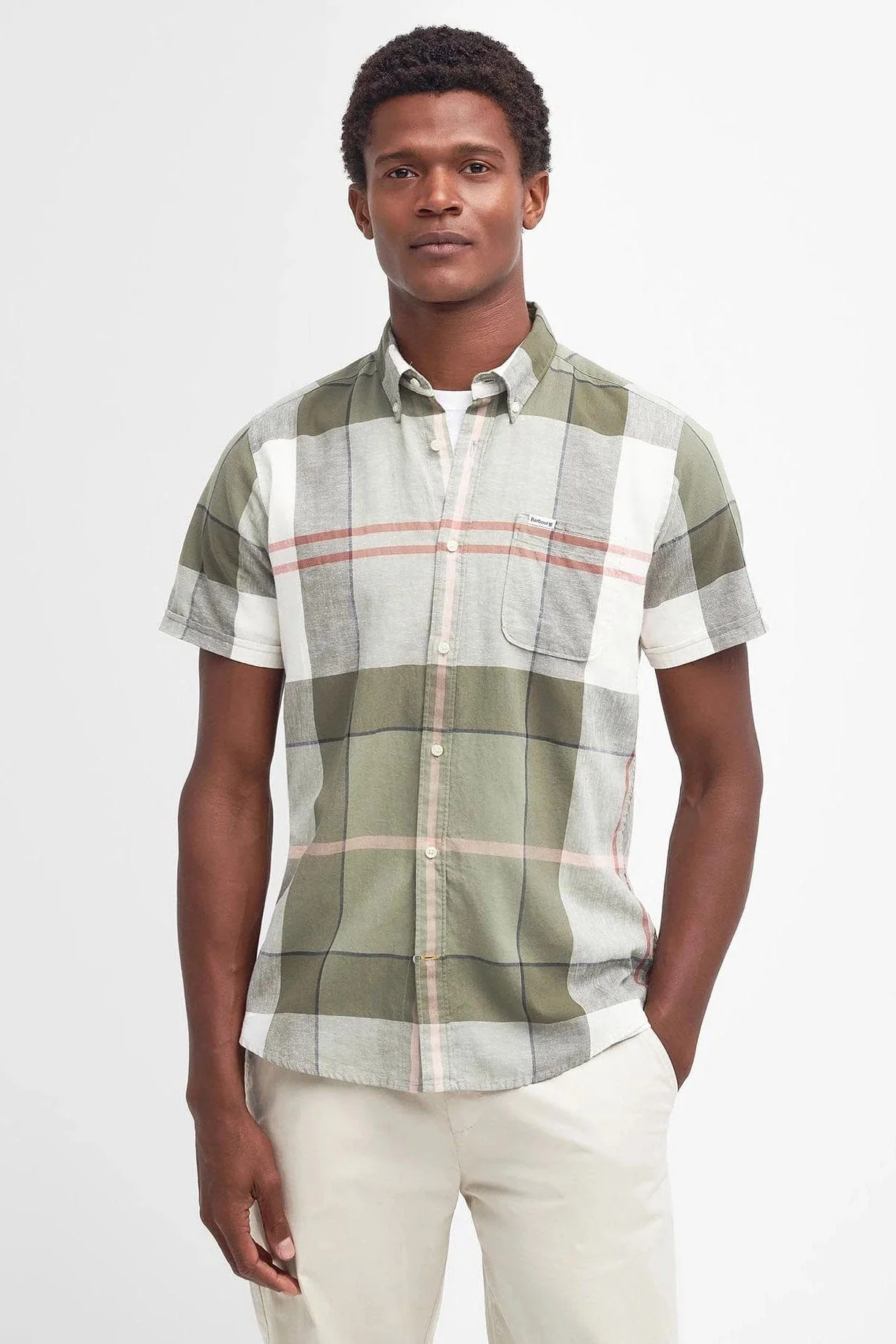 Douglas Short Sleeve Tailored Fit Shirt - Glenmore Olive Tartan - Image 2