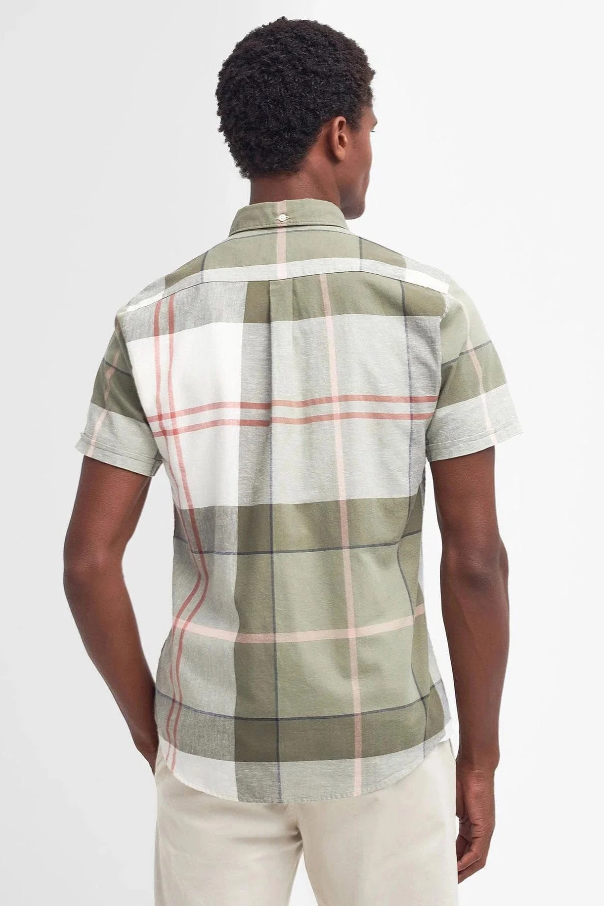 Douglas Short Sleeve Tailored Fit Shirt - Glenmore Olive Tartan - Image 4