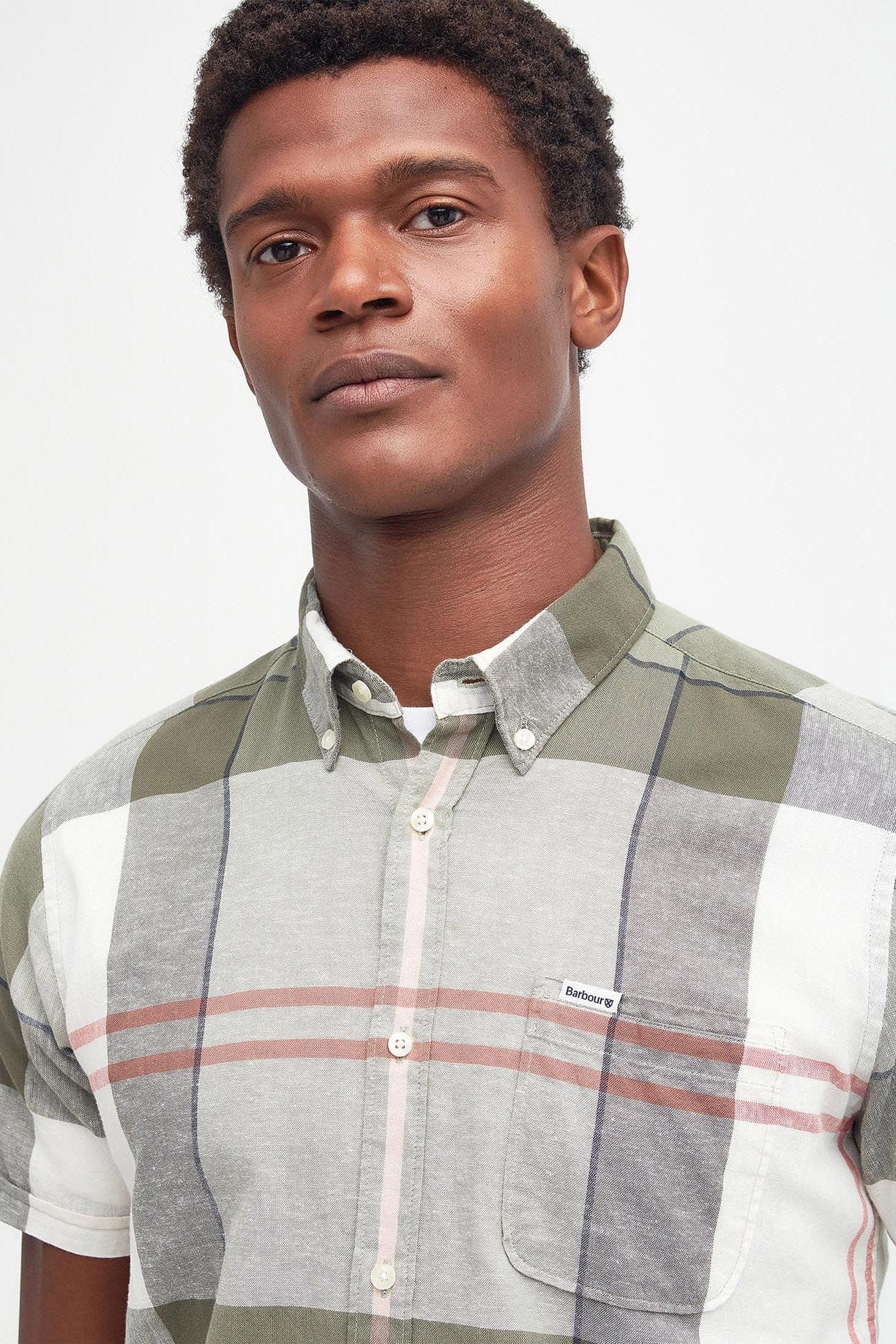 Douglas Short Sleeve Tailored Fit Shirt - Glenmore Olive Tartan - Image 5