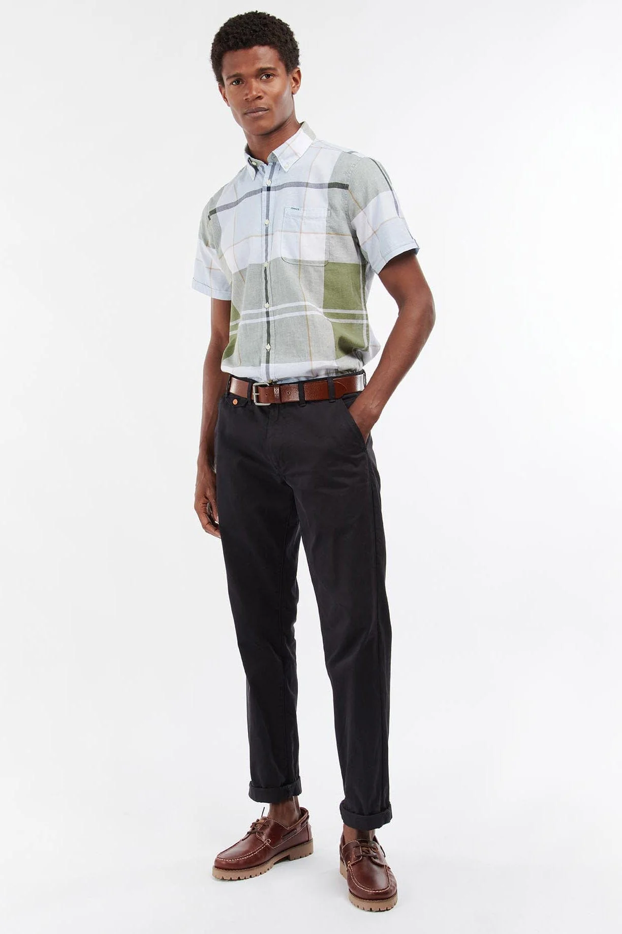 Douglas Short Sleeve Tailored Shirt - Washed Olive - Image 5