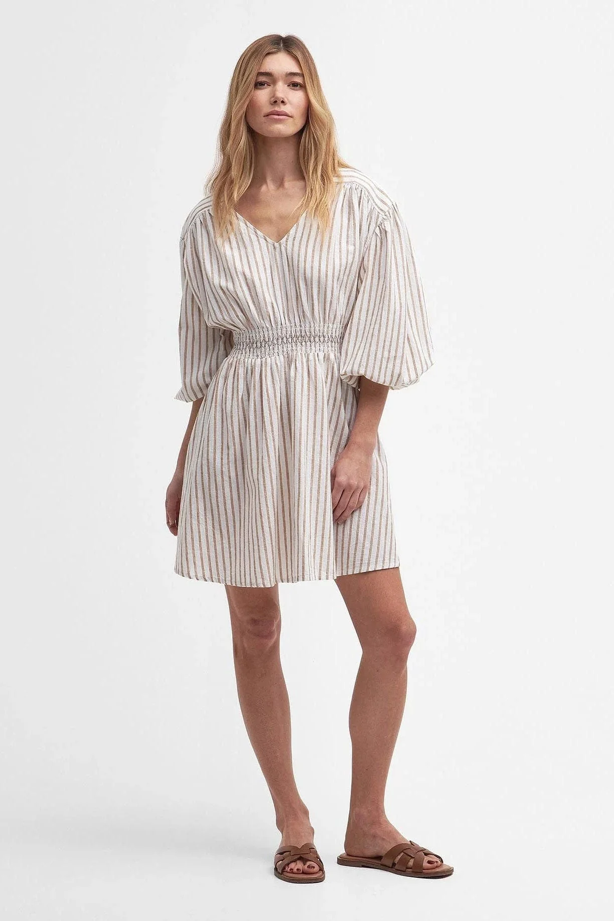 Ella Striped Mini Dress - White/Tasmin - Image 2