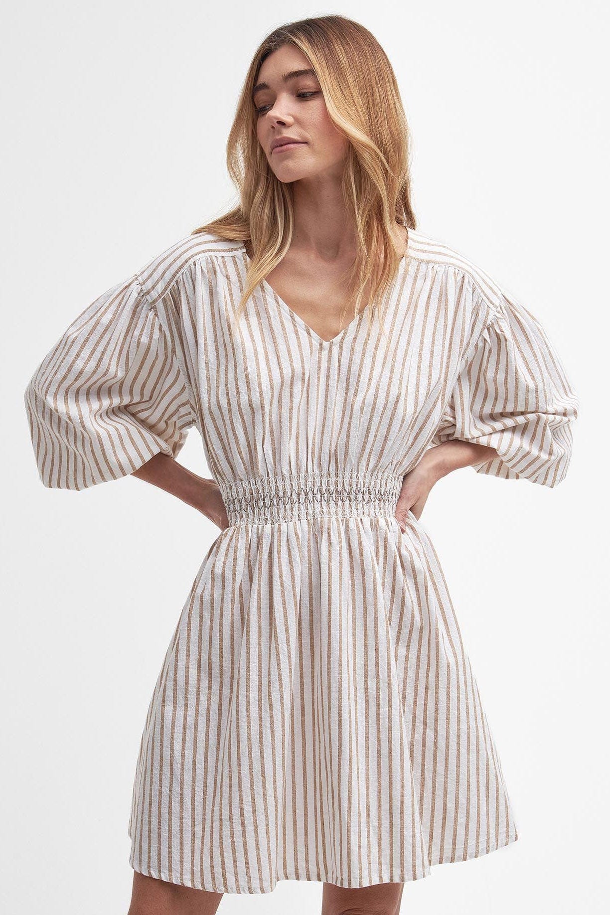 Ella Striped Mini Dress - White/Tasmin - Image 3