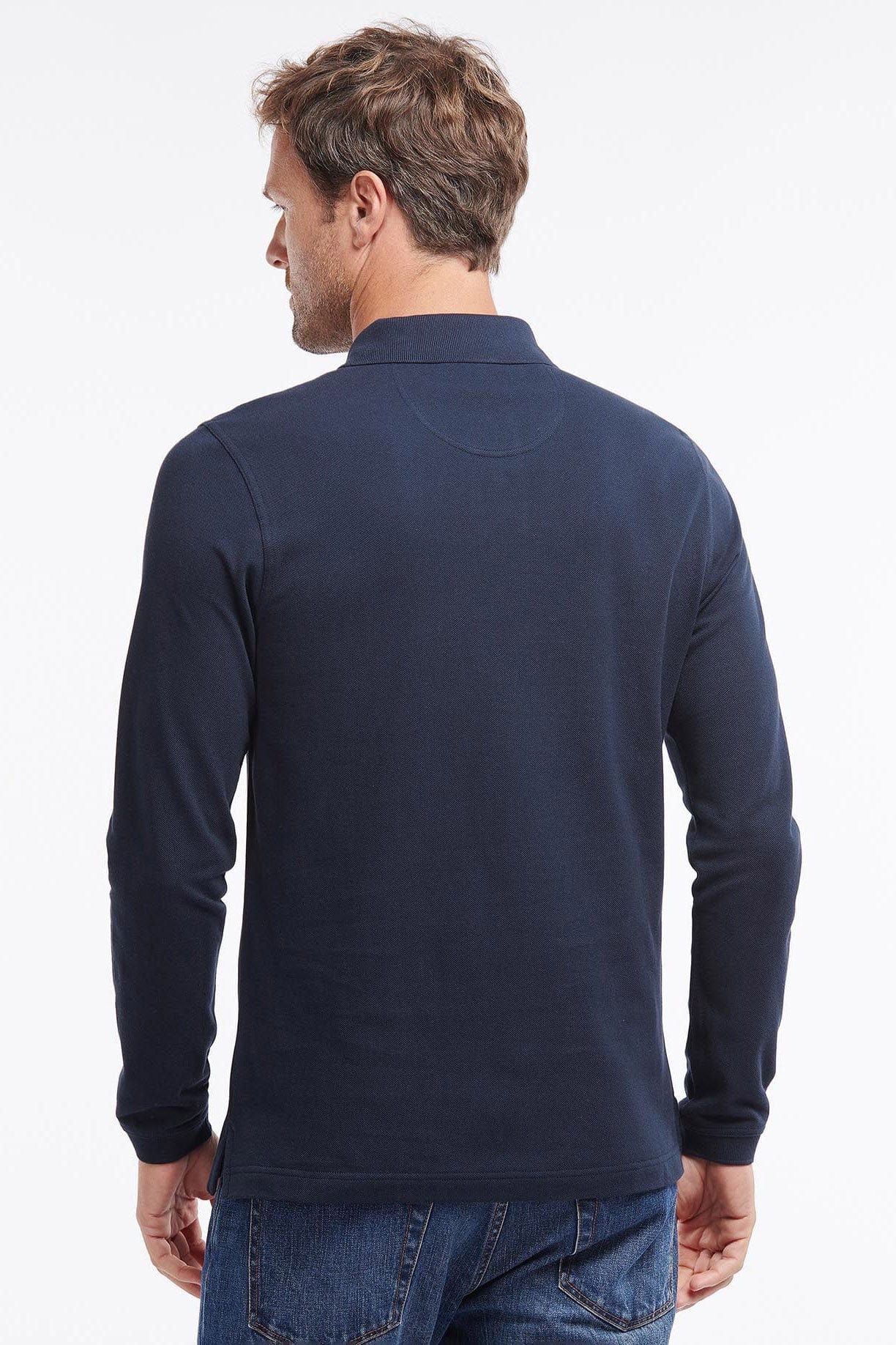 Essential Long Sleeve Sports Polo - Navy - Image 3