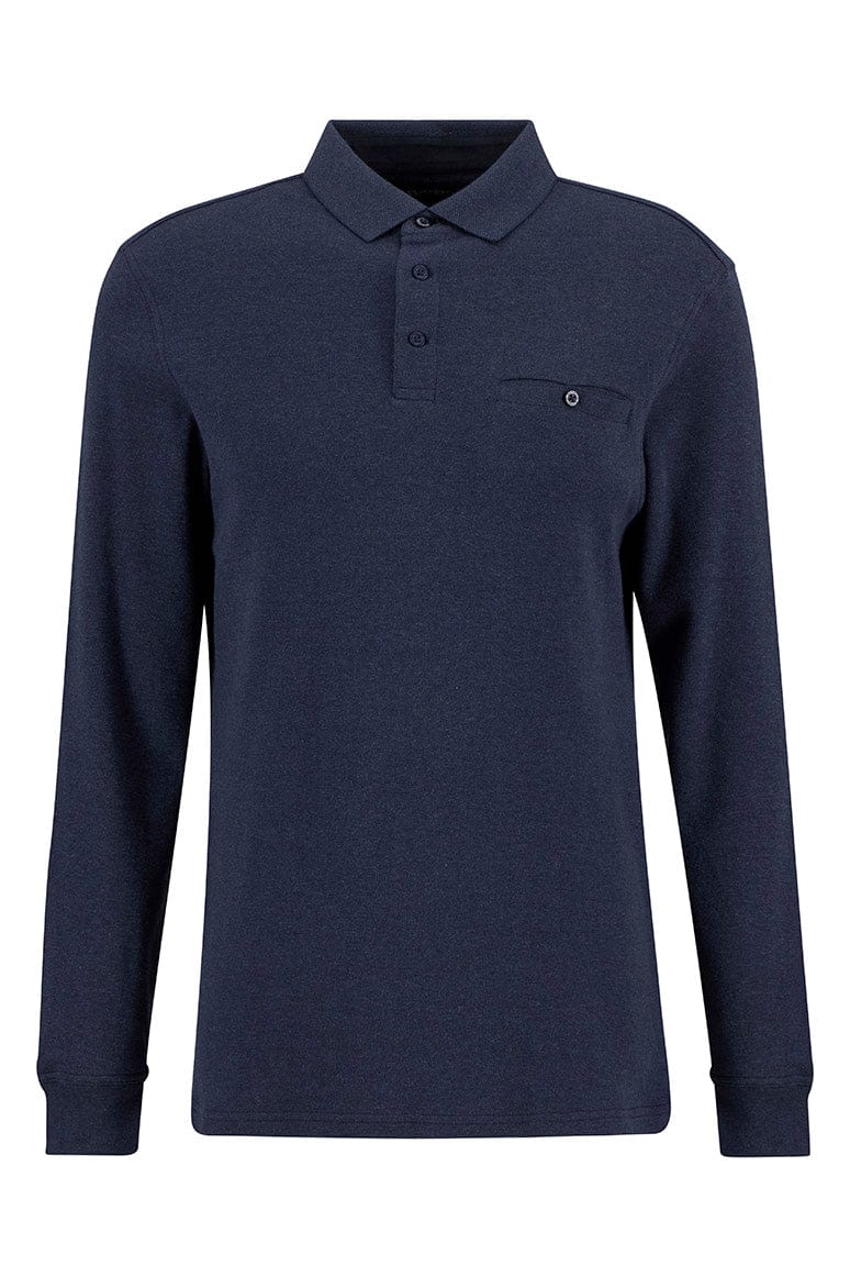 Farmwell Tailored Long Sleeve Polo Shirt - Navy