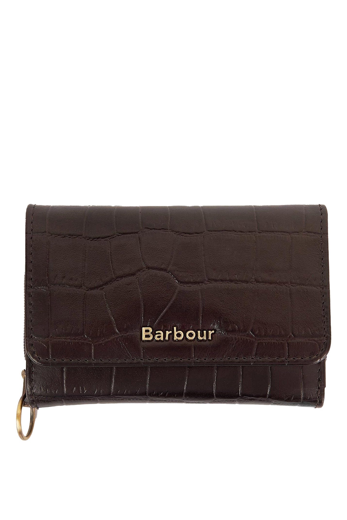 Faux Croc Leather French Purse - Black Cherry