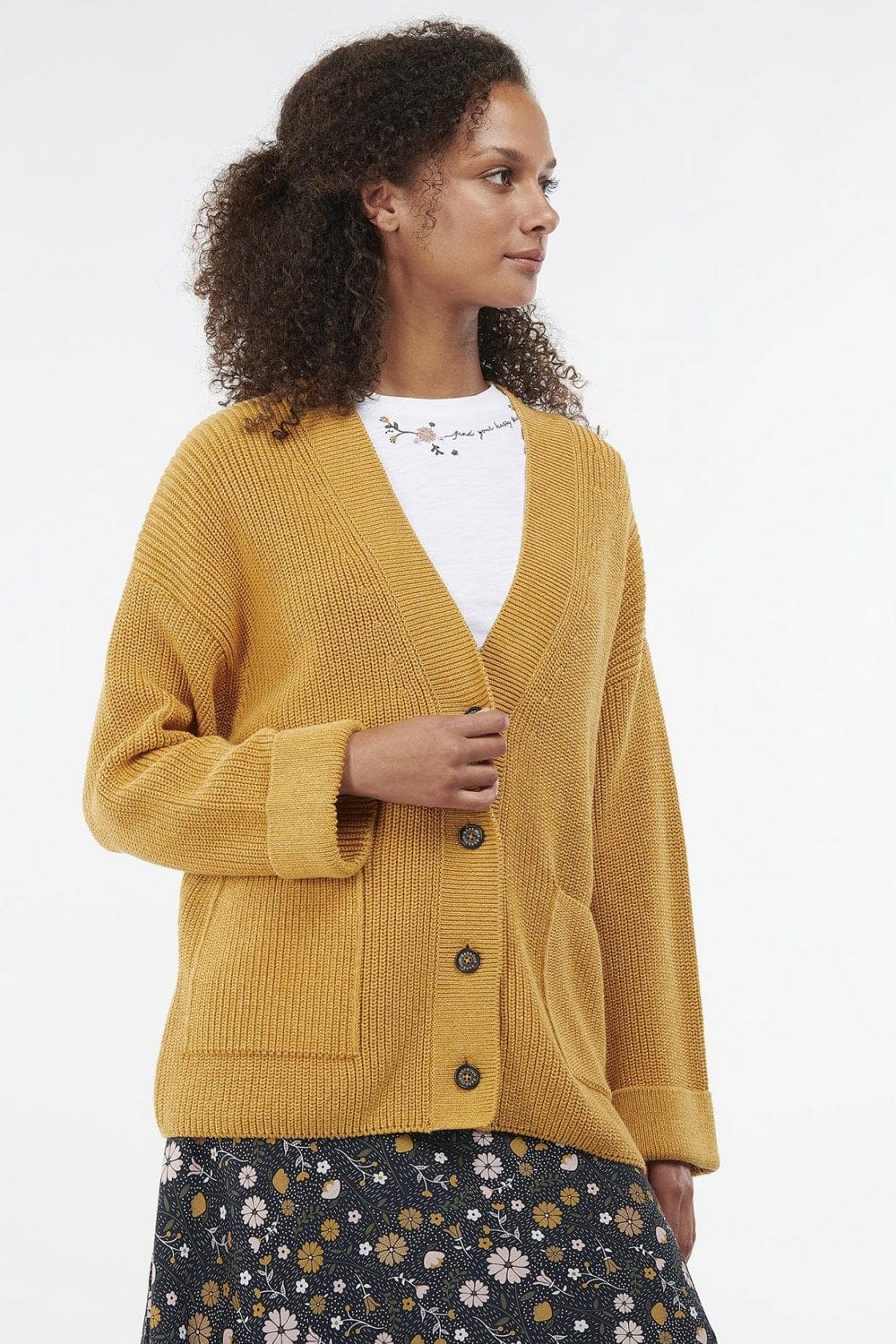 Ferryside Knitted Cardigan - Mustard - Image 2