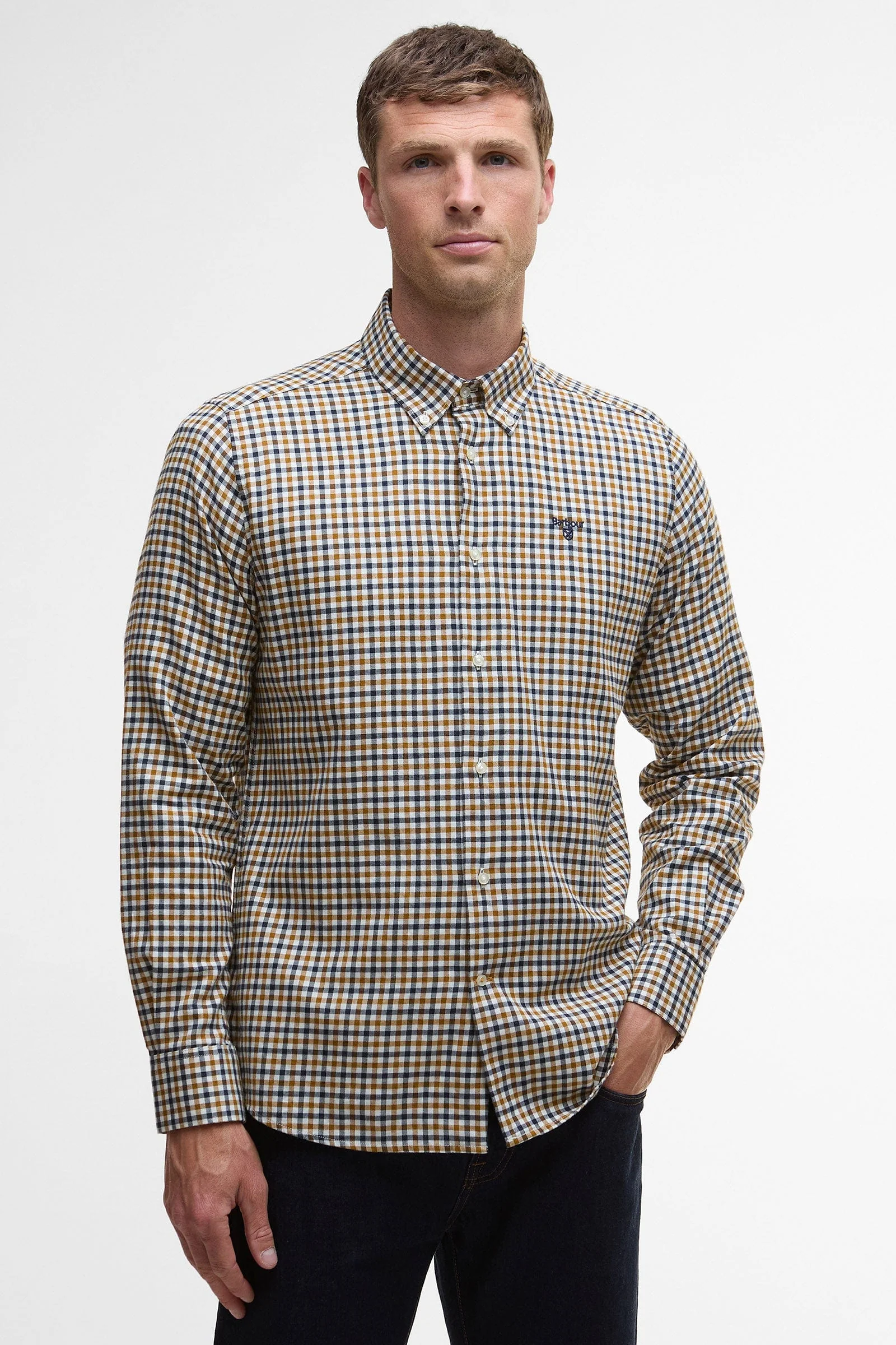 Finkle Tailored Gingham Shirt - Copper - Image 2