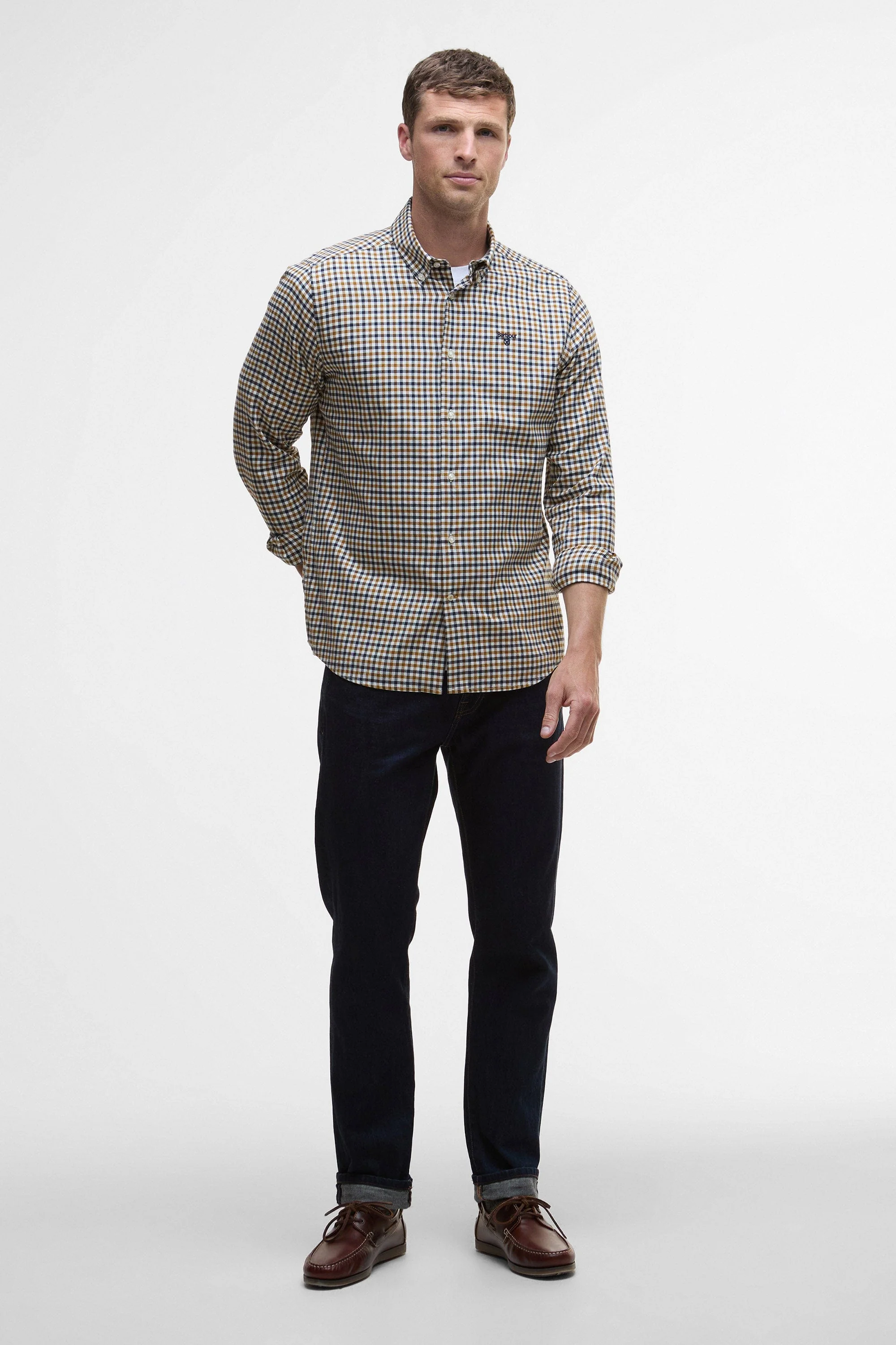 Finkle Tailored Gingham Shirt - Copper - Image 5