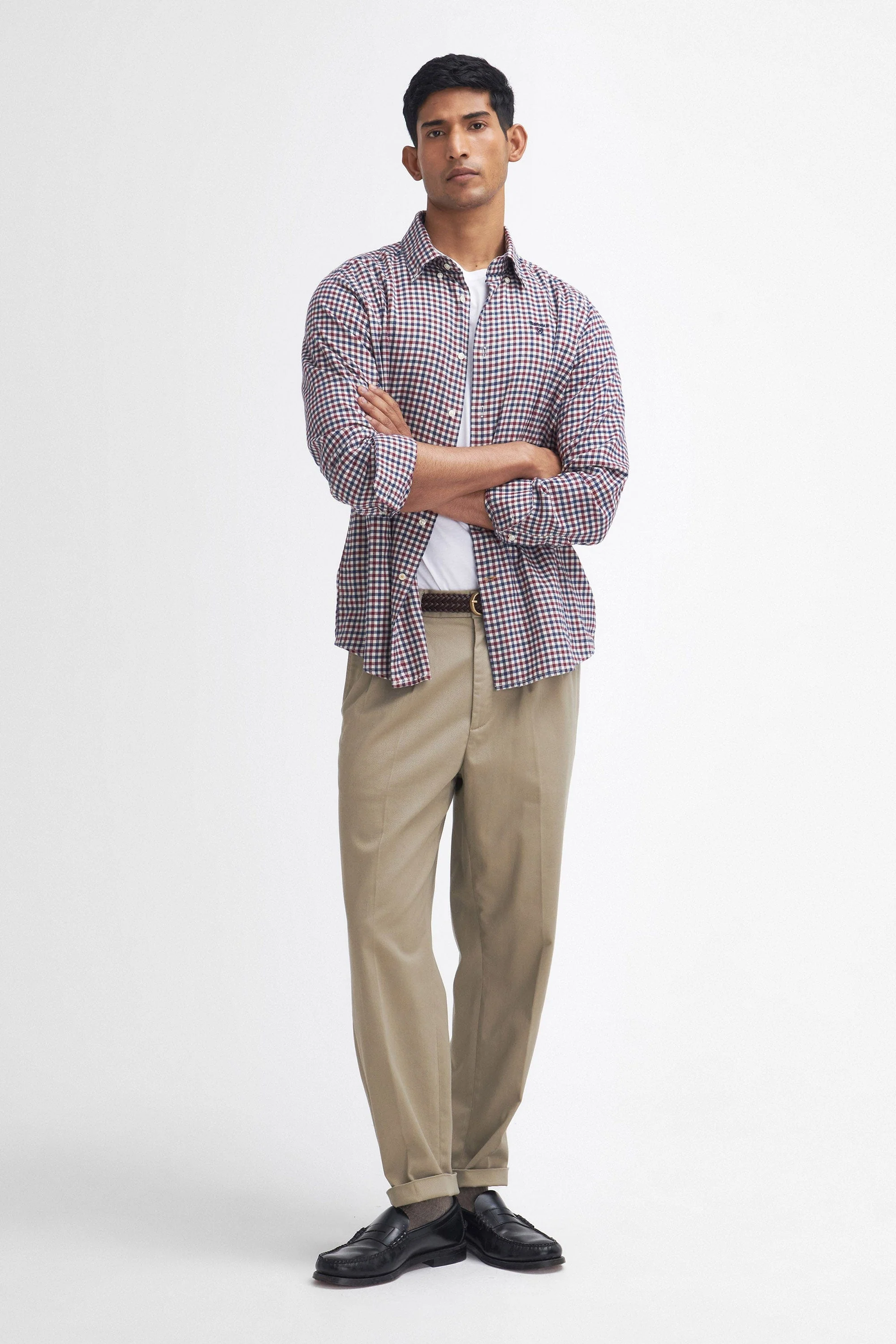 Finkle Tailored Gingham Shirt - Merlot - Image 3