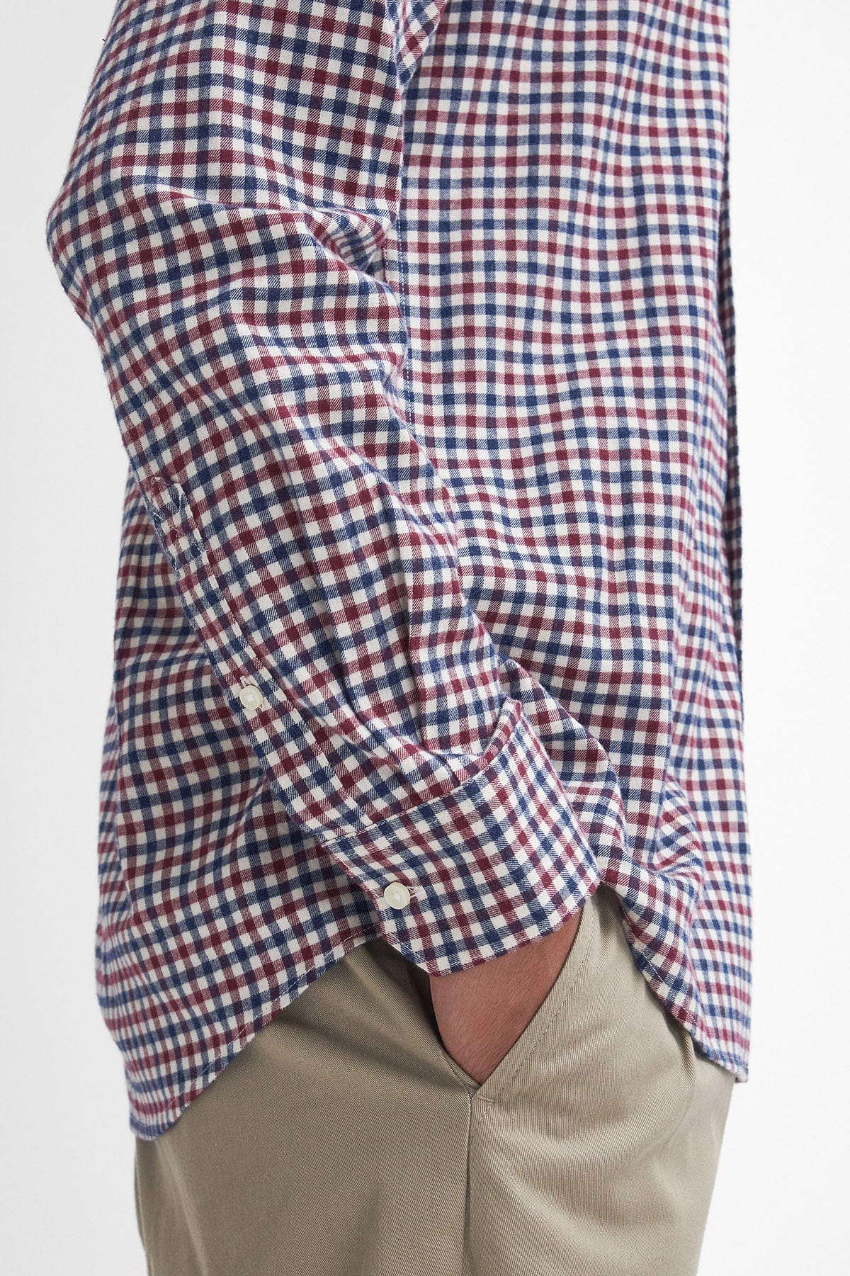 Finkle Tailored Gingham Shirt - Merlot - Image 4