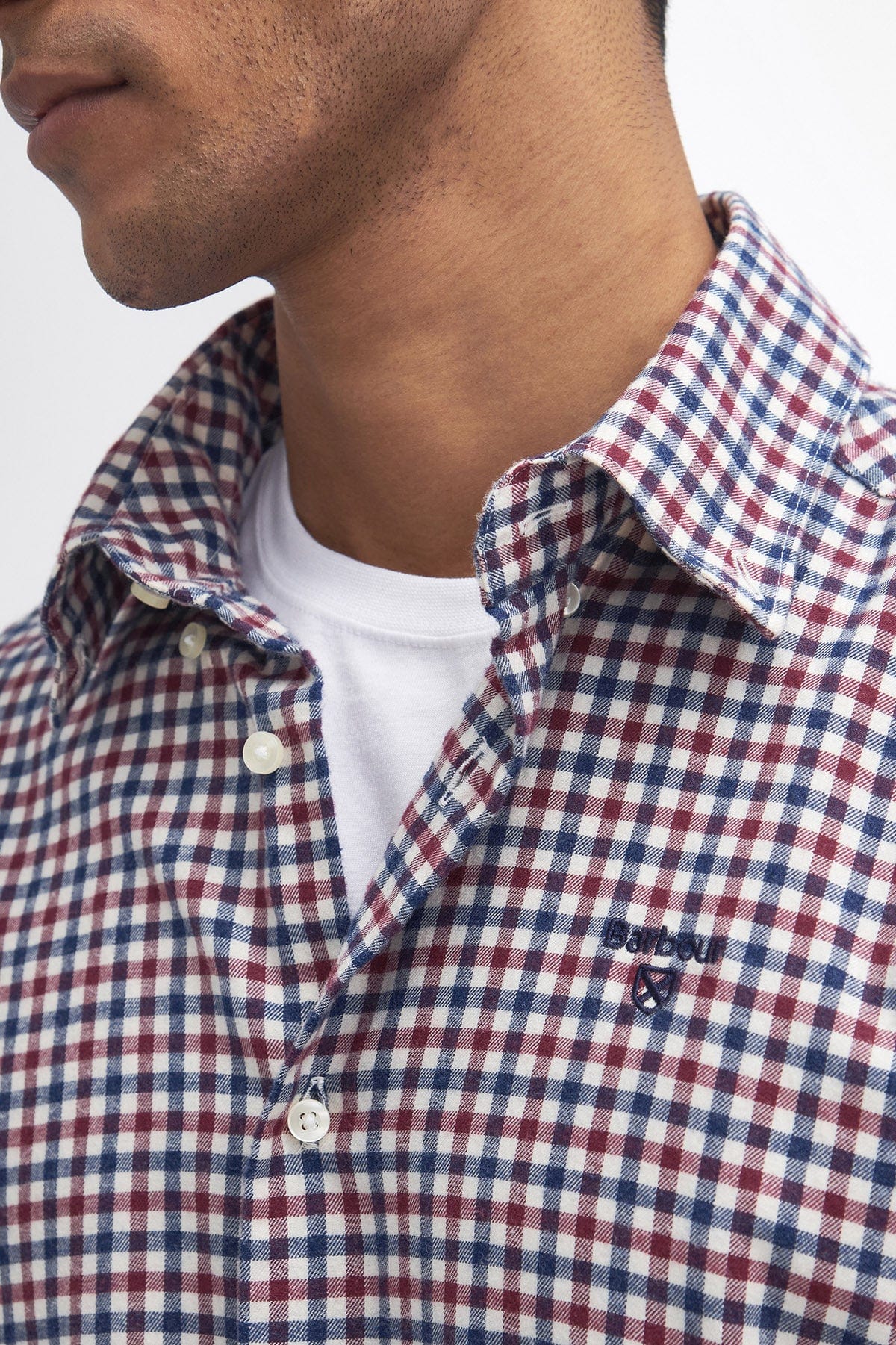 Finkle Tailored Gingham Shirt - Merlot - Image 5