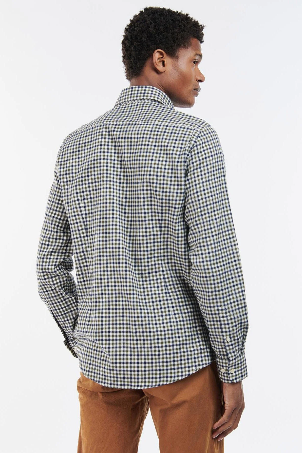 Finkle Tailored Gingham Shirt - Olive - Image 3
