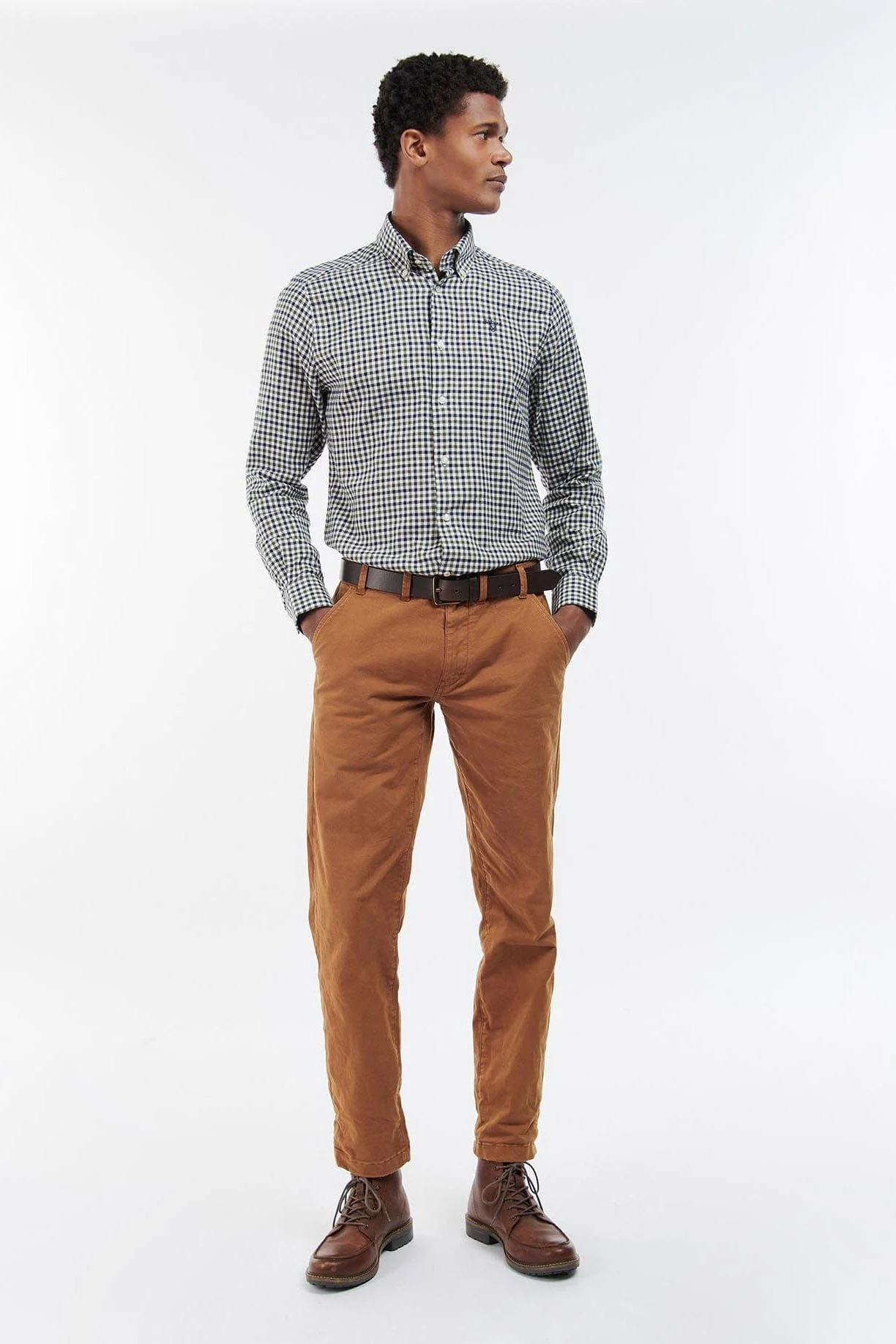 Finkle Tailored Gingham Shirt - Olive - Image 4