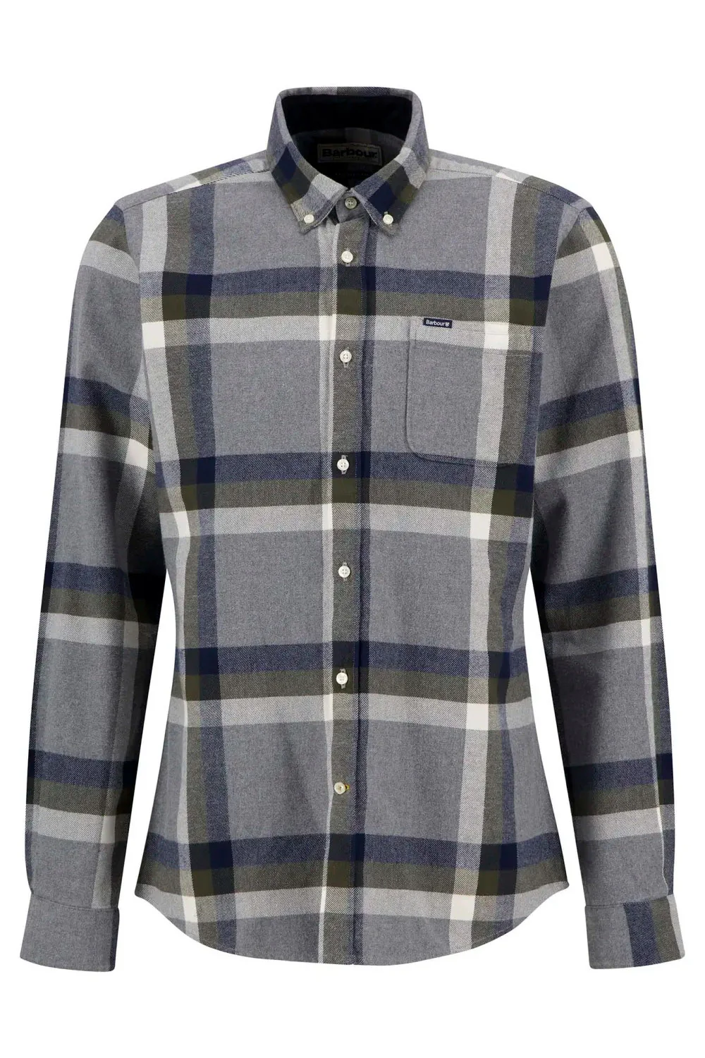 Folley Tailored Brushed Cotton Shirt - Light Grey Marl