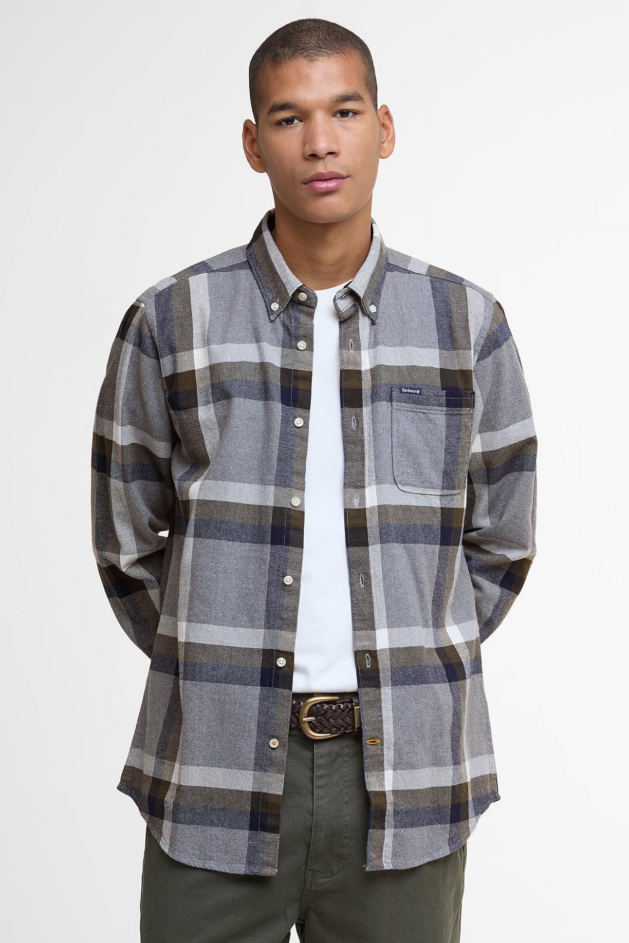Folley Tailored Brushed Cotton Shirt - Light Grey Marl - Image 2