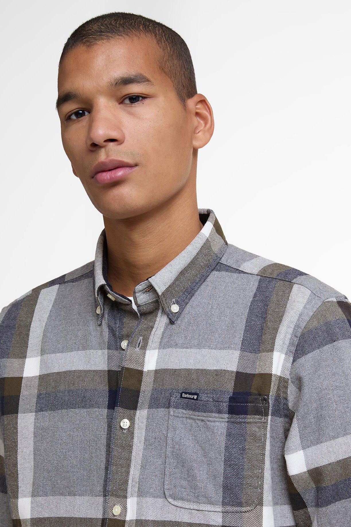Folley Tailored Brushed Cotton Shirt - Light Grey Marl - Image 5