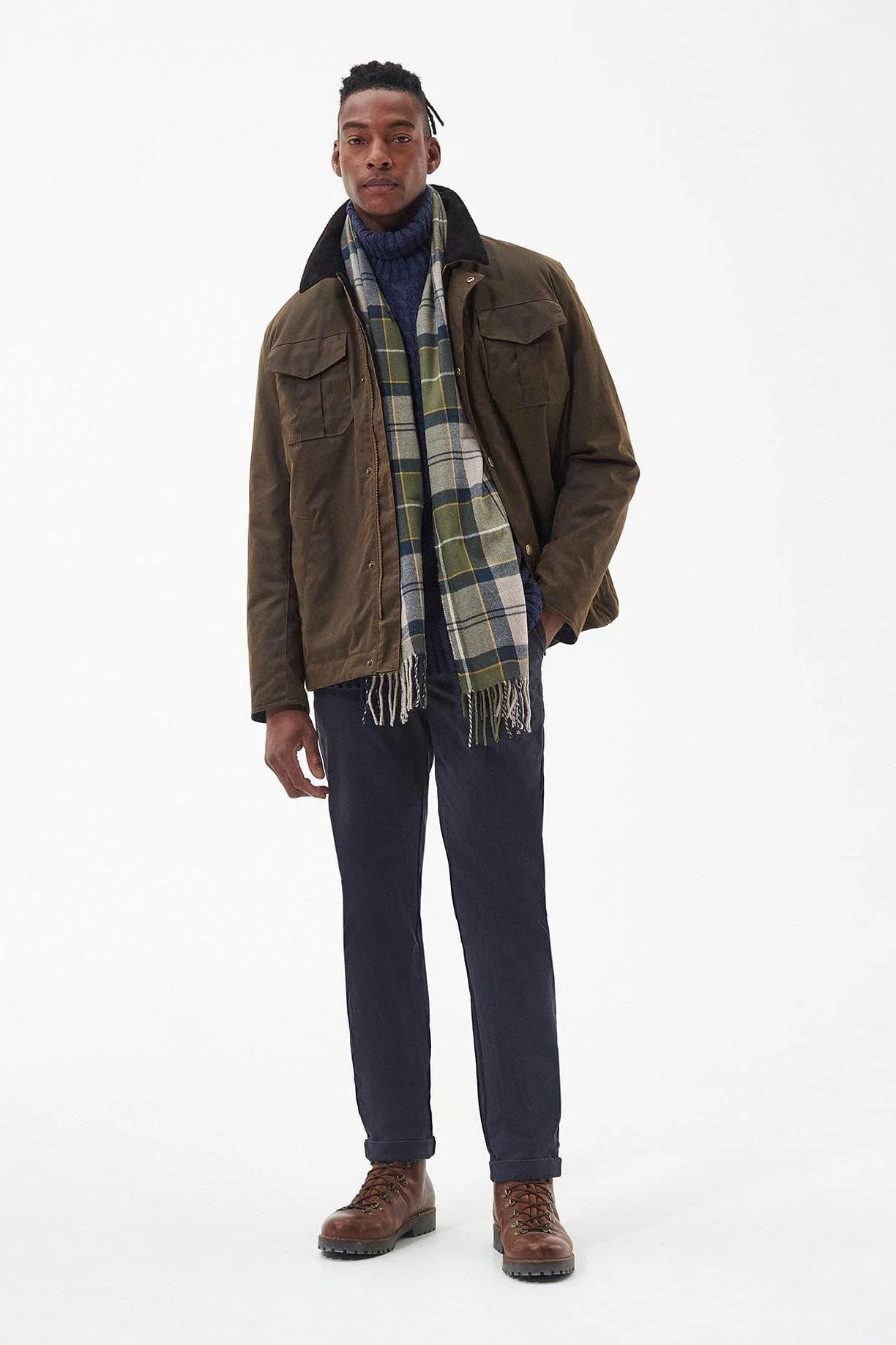 Galingale Tartan Scarf - Forest Mist Tartan - Image 4