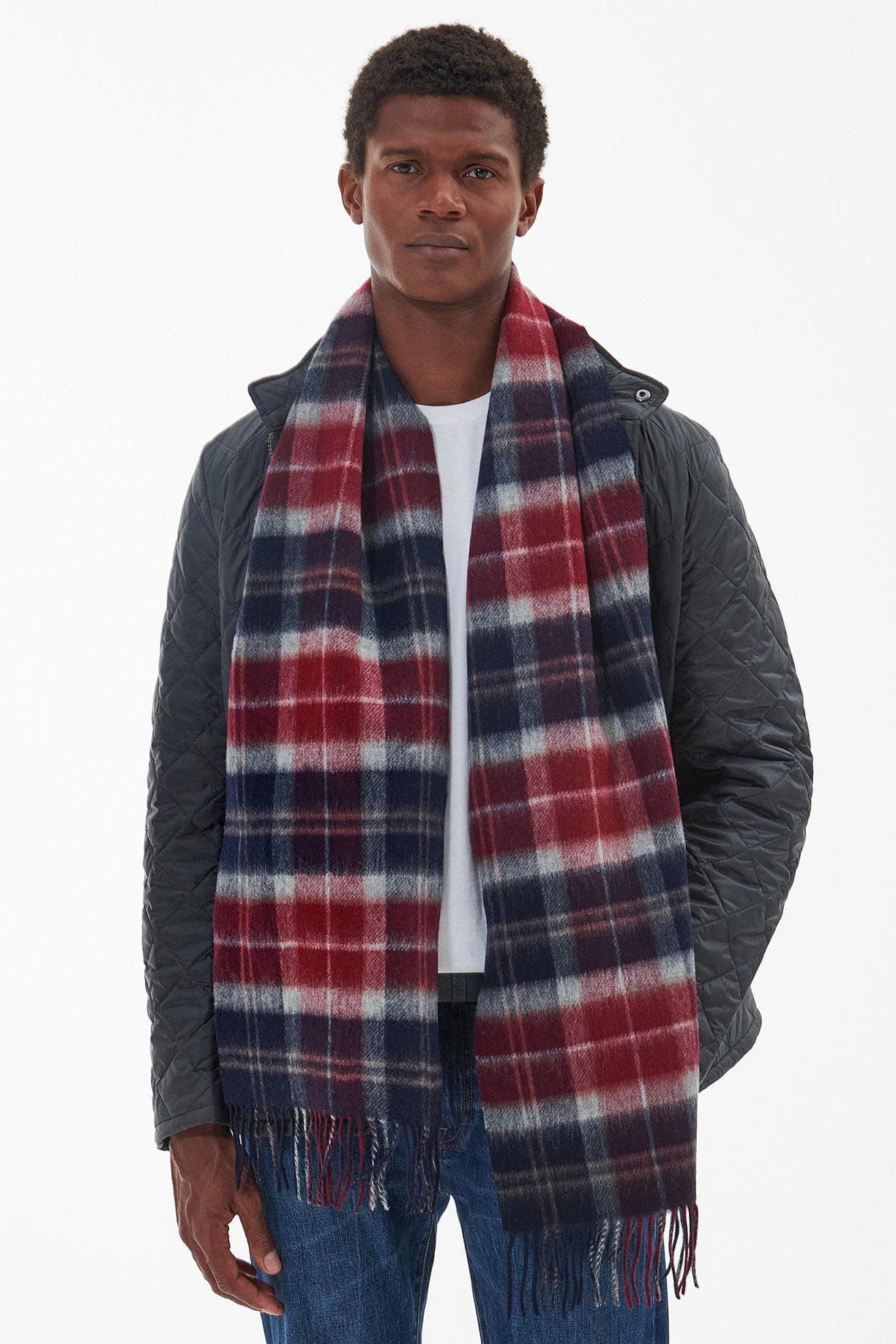 Galston Tartan Scarf - Cranberry Tartan - Image 3