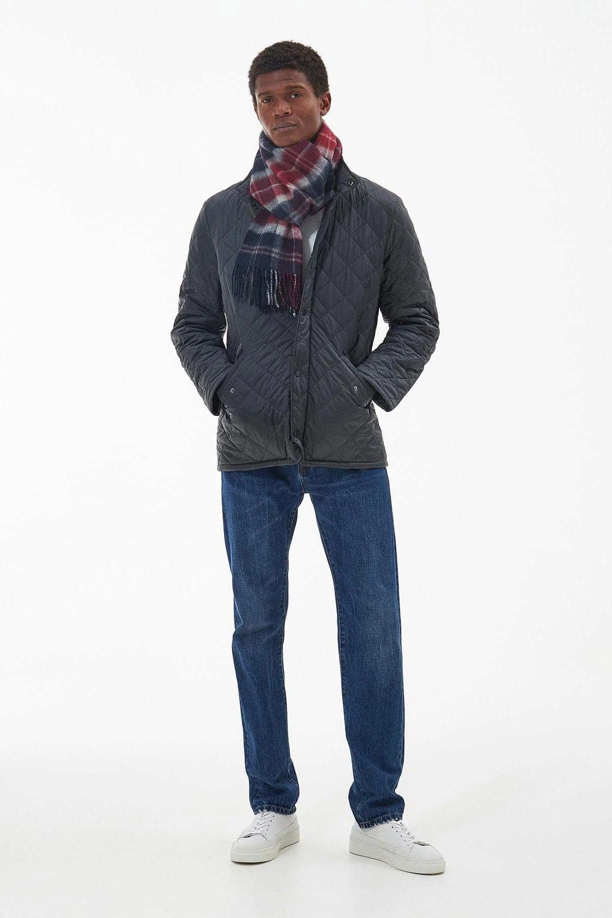 Galston Tartan Scarf - Cranberry Tartan - Image 4