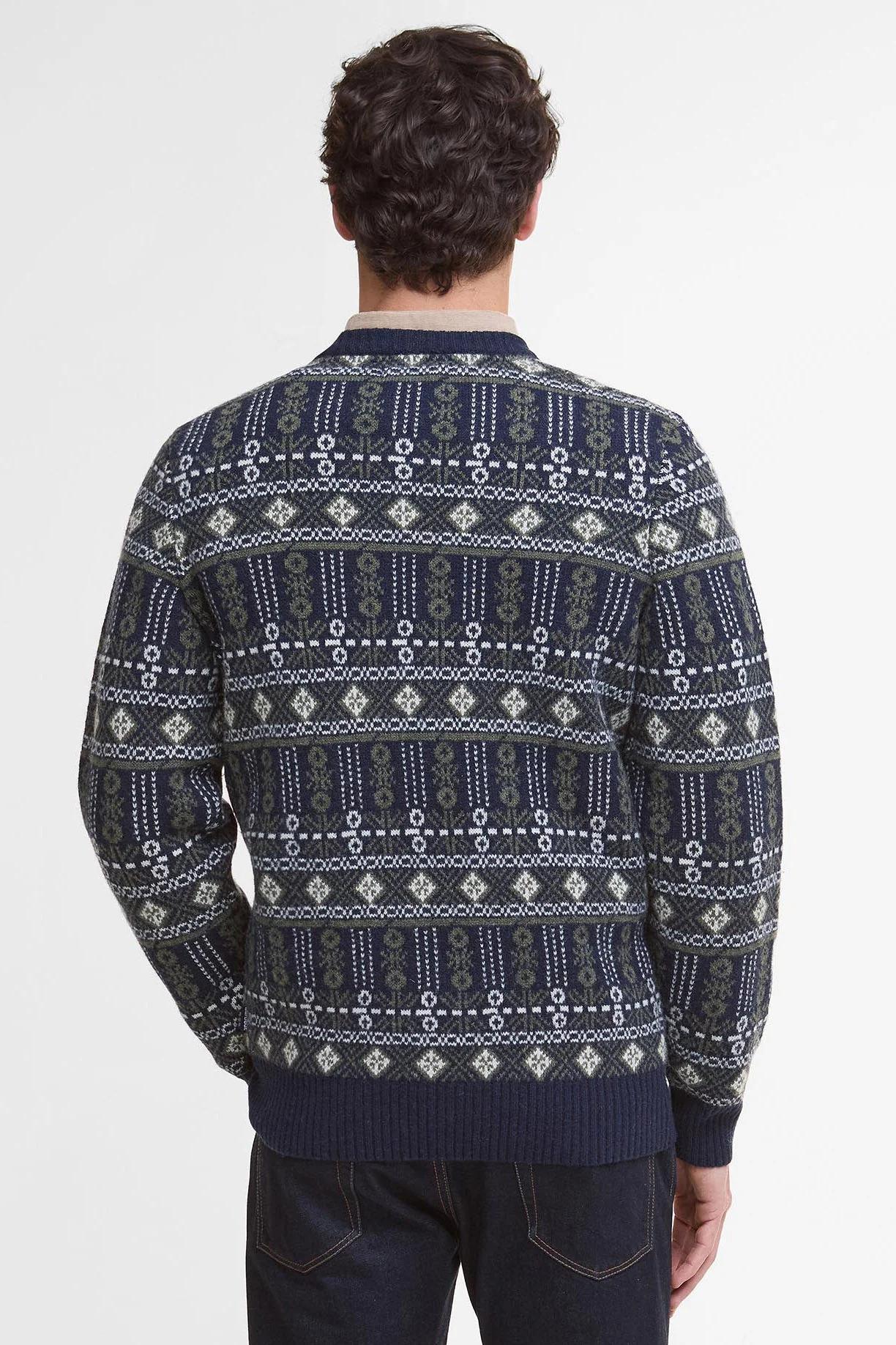 Grangetown Fair Isle Crew Neck Jumper - Inky Blue - Image 3