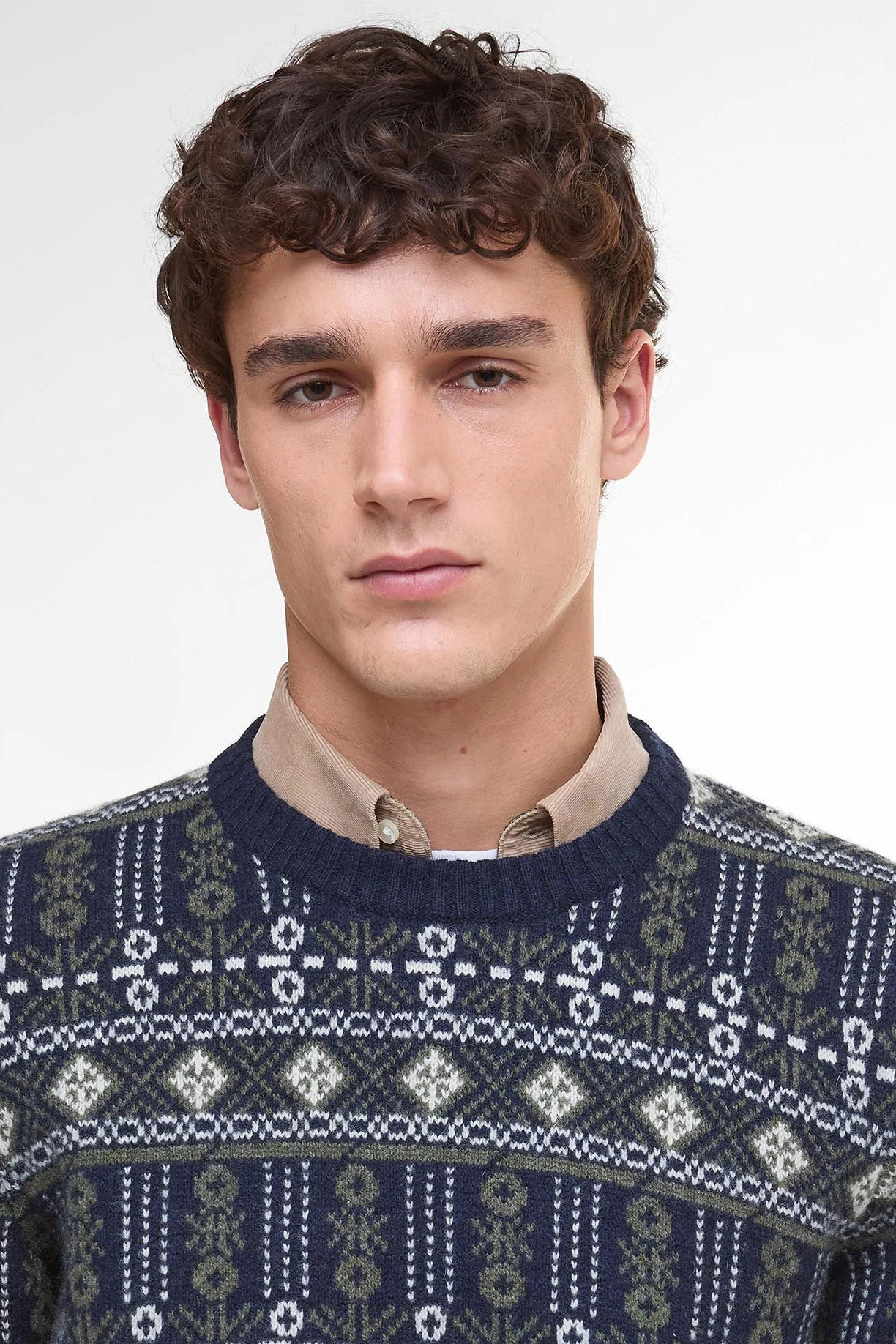 Grangetown Fair Isle Crew Neck Jumper - Inky Blue - Image 5