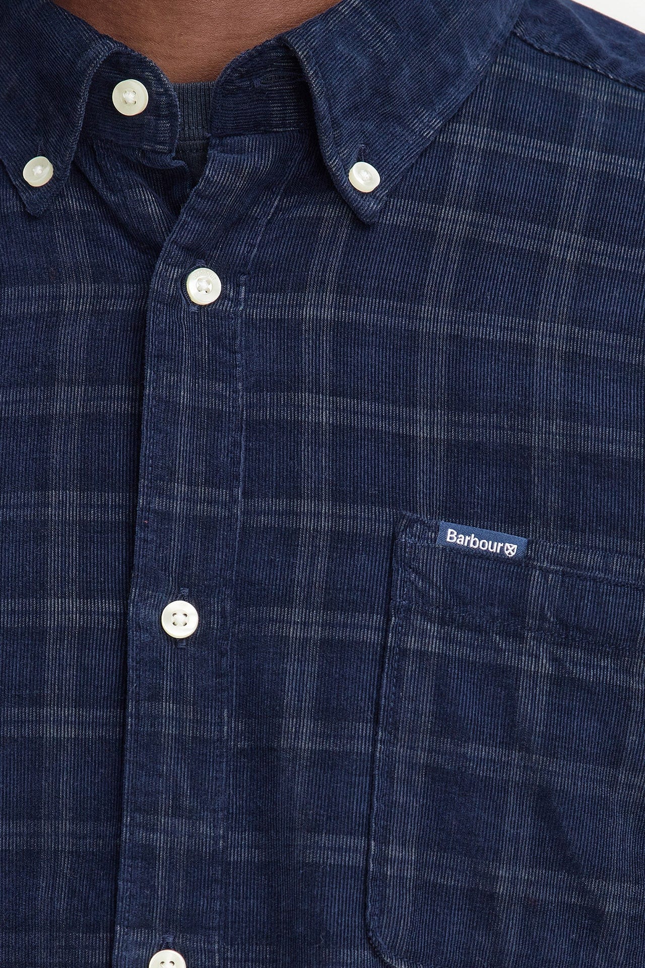 Harthill Tailored Checked Cord Shirt - Navy - Image 7