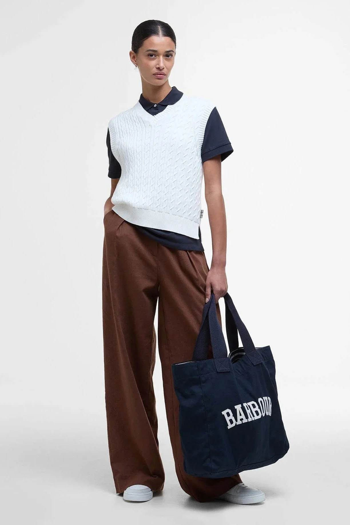 Hartland Knitted Sleeveless Jumper - Cloud - Image 4