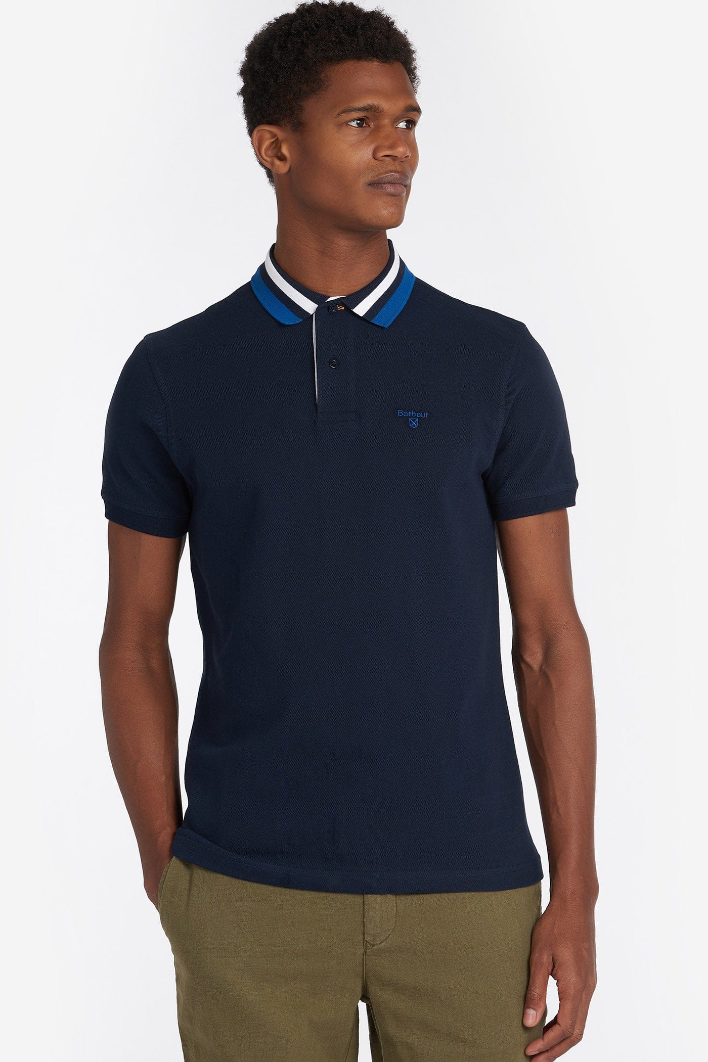 Hawkeswater Tipped Polo Shirt - Navy - Image 2