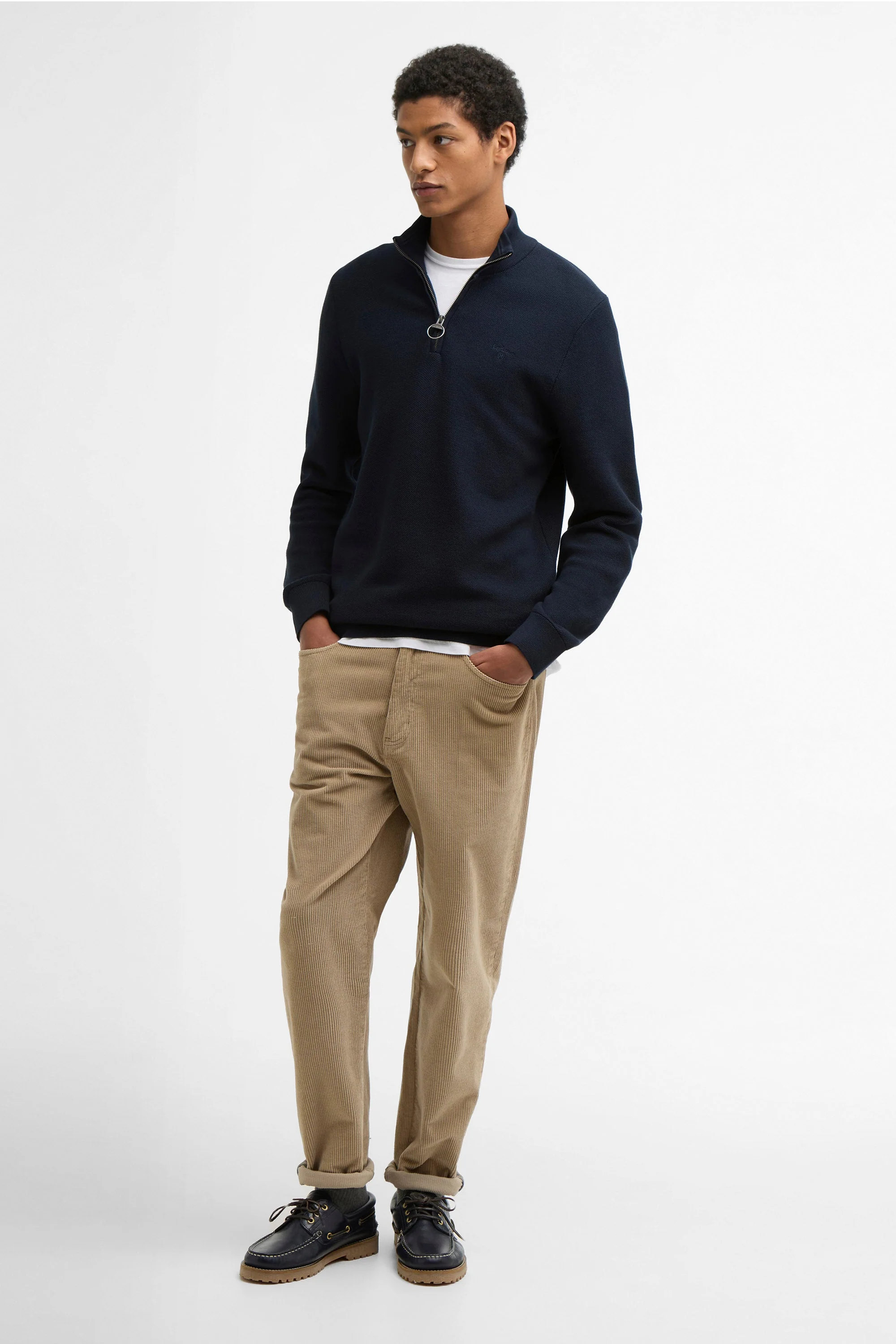 Honeycomb Half Zip Knitted Jumper - Navy - Image 3