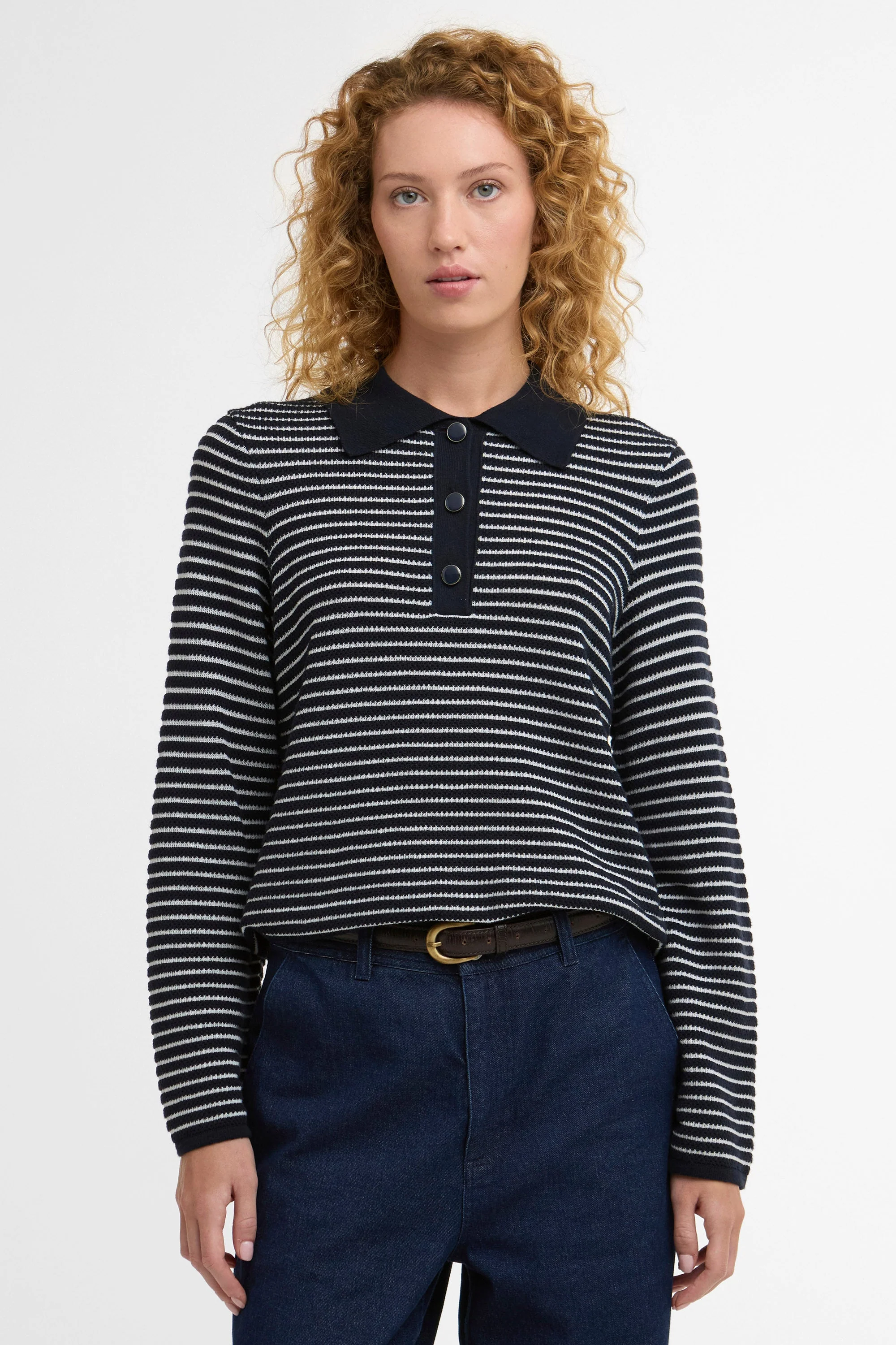 Inez Knitted Jumper - Dark Navy Stripe - Image 2