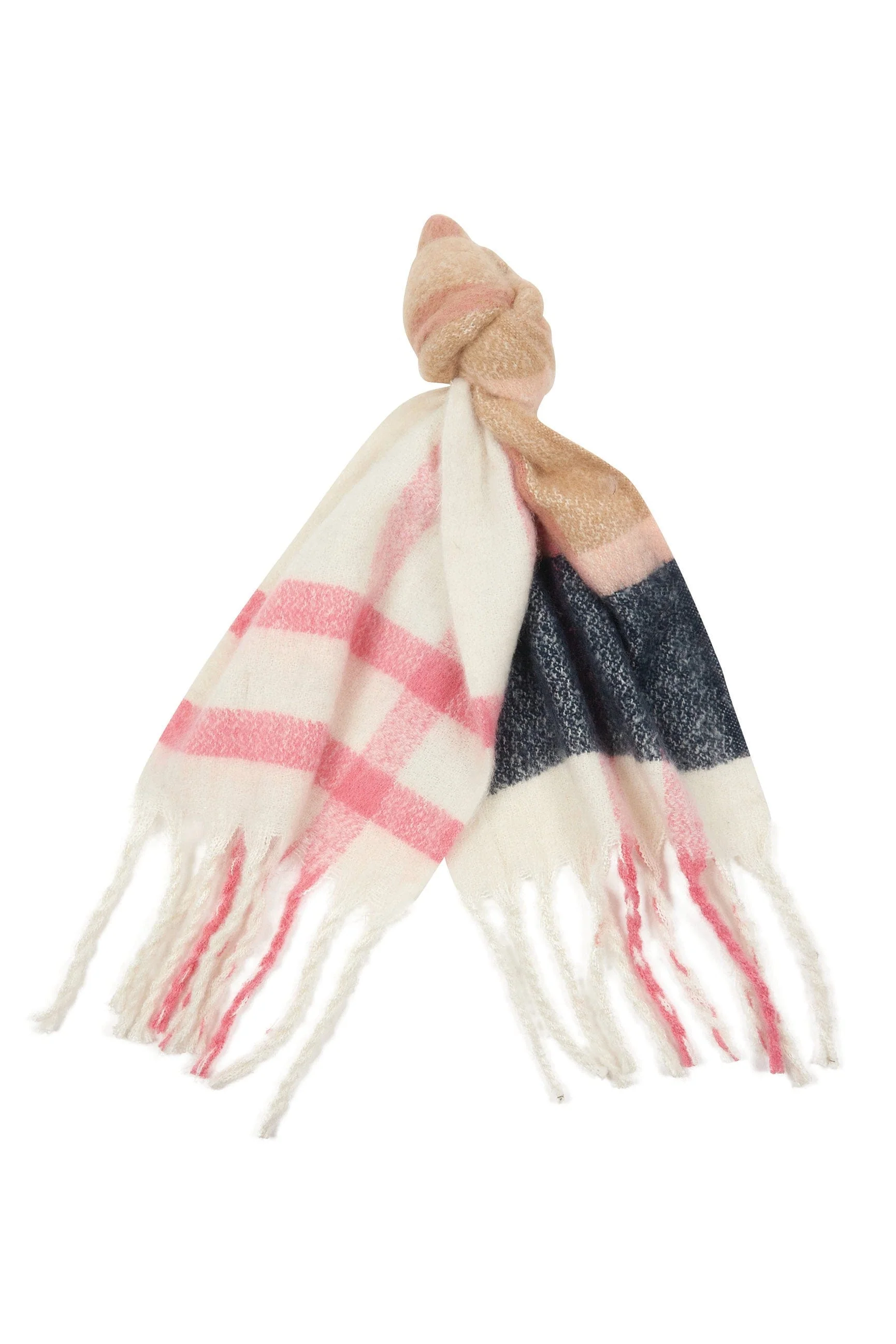 Isla Tartan Boucle Scarf - Pink/Grey