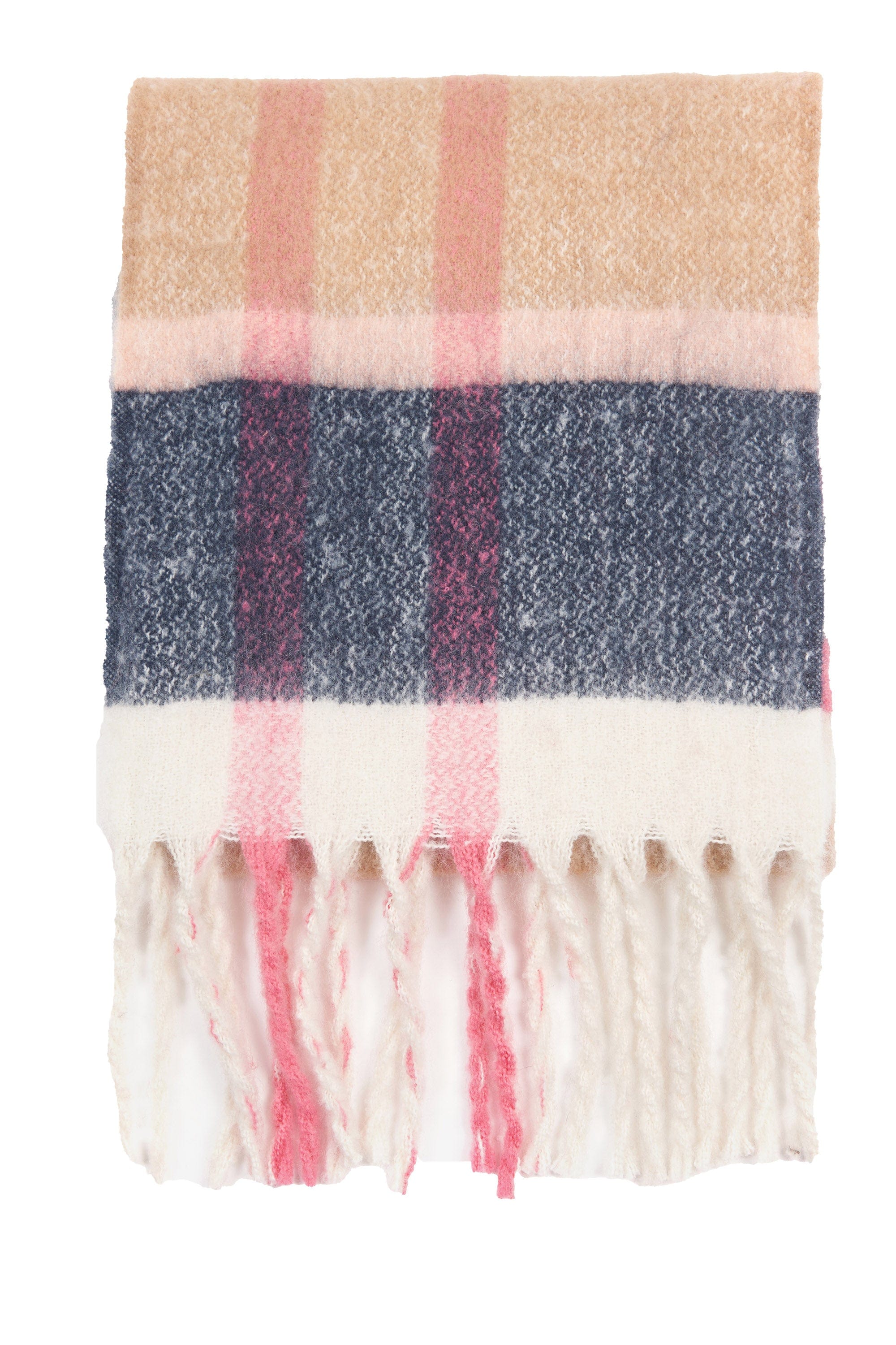 Isla Tartan Boucle Scarf - Pink/Grey - Image 3