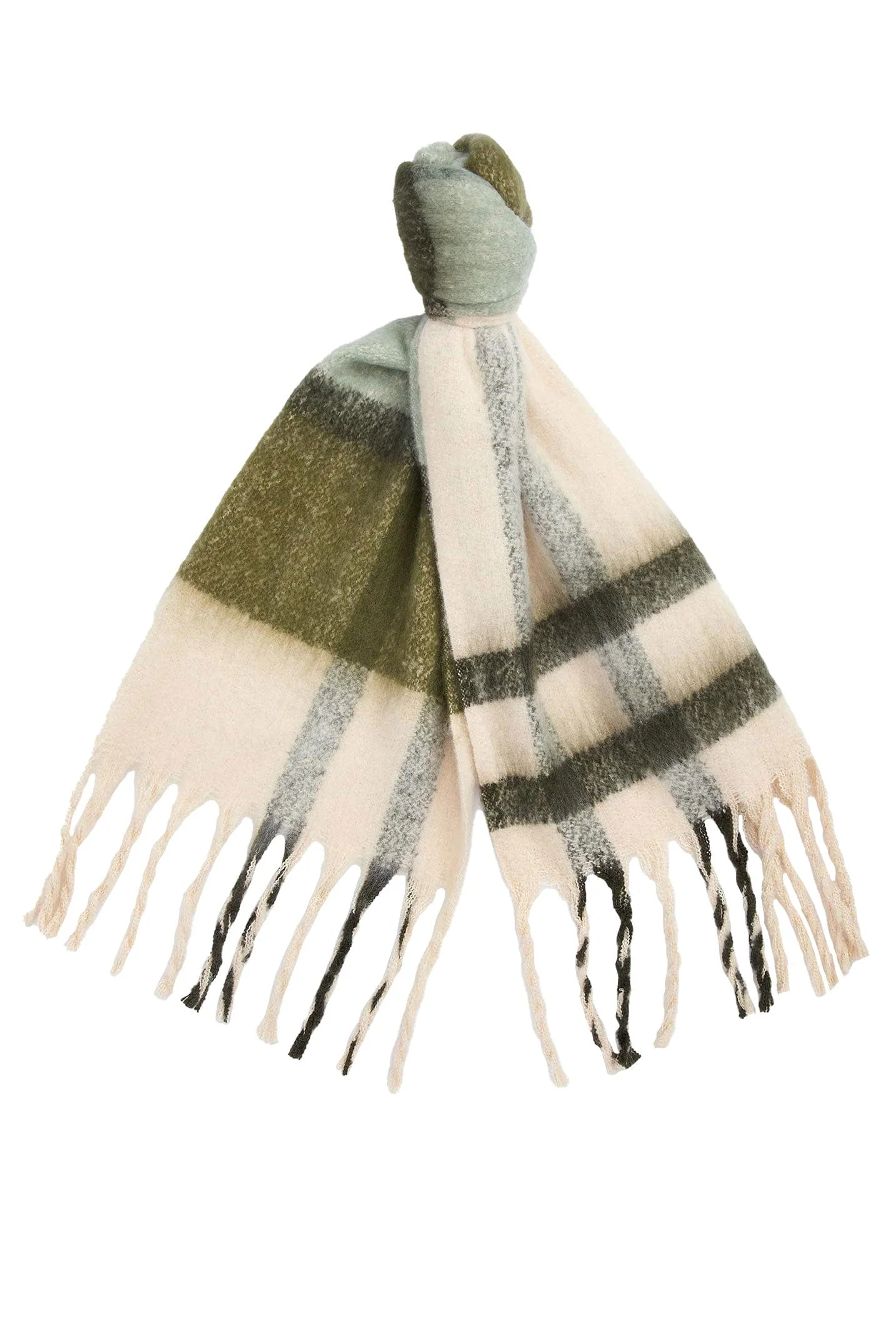Isla Tartan Boucle Scarf - Soft Mint