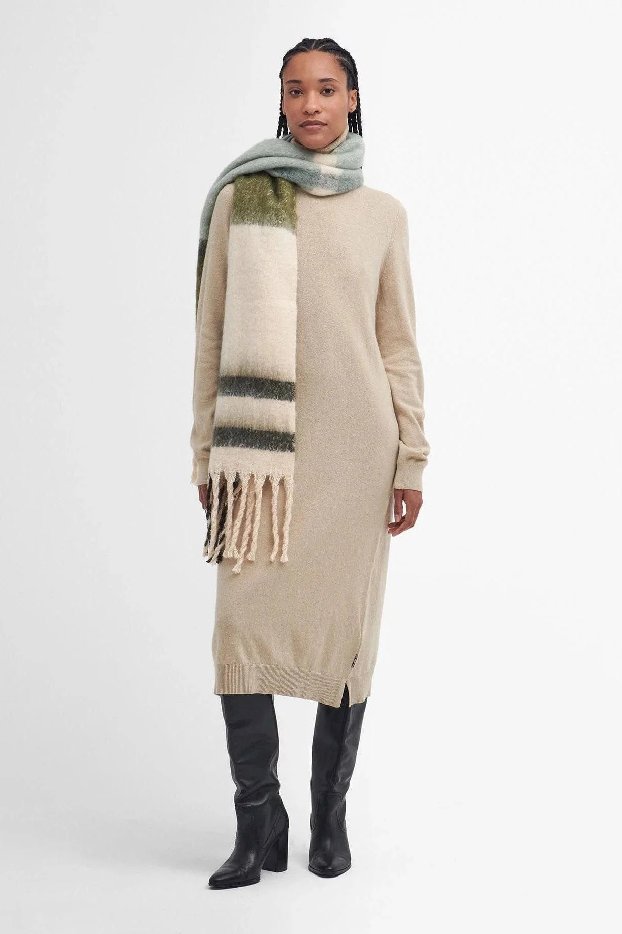 Isla Tartan Boucle Scarf - Soft Mint - Image 2