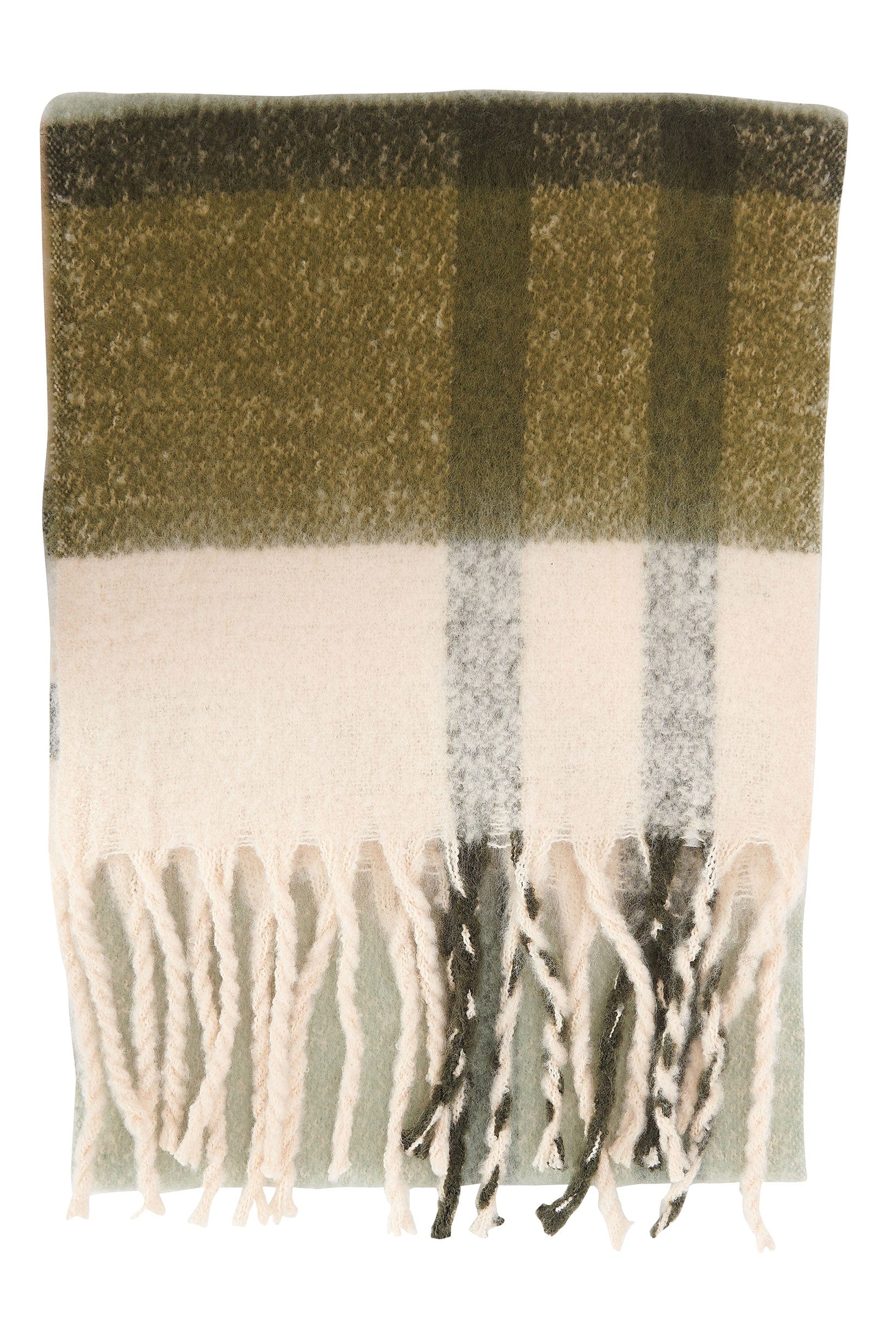 Isla Tartan Boucle Scarf - Soft Mint - Image 3