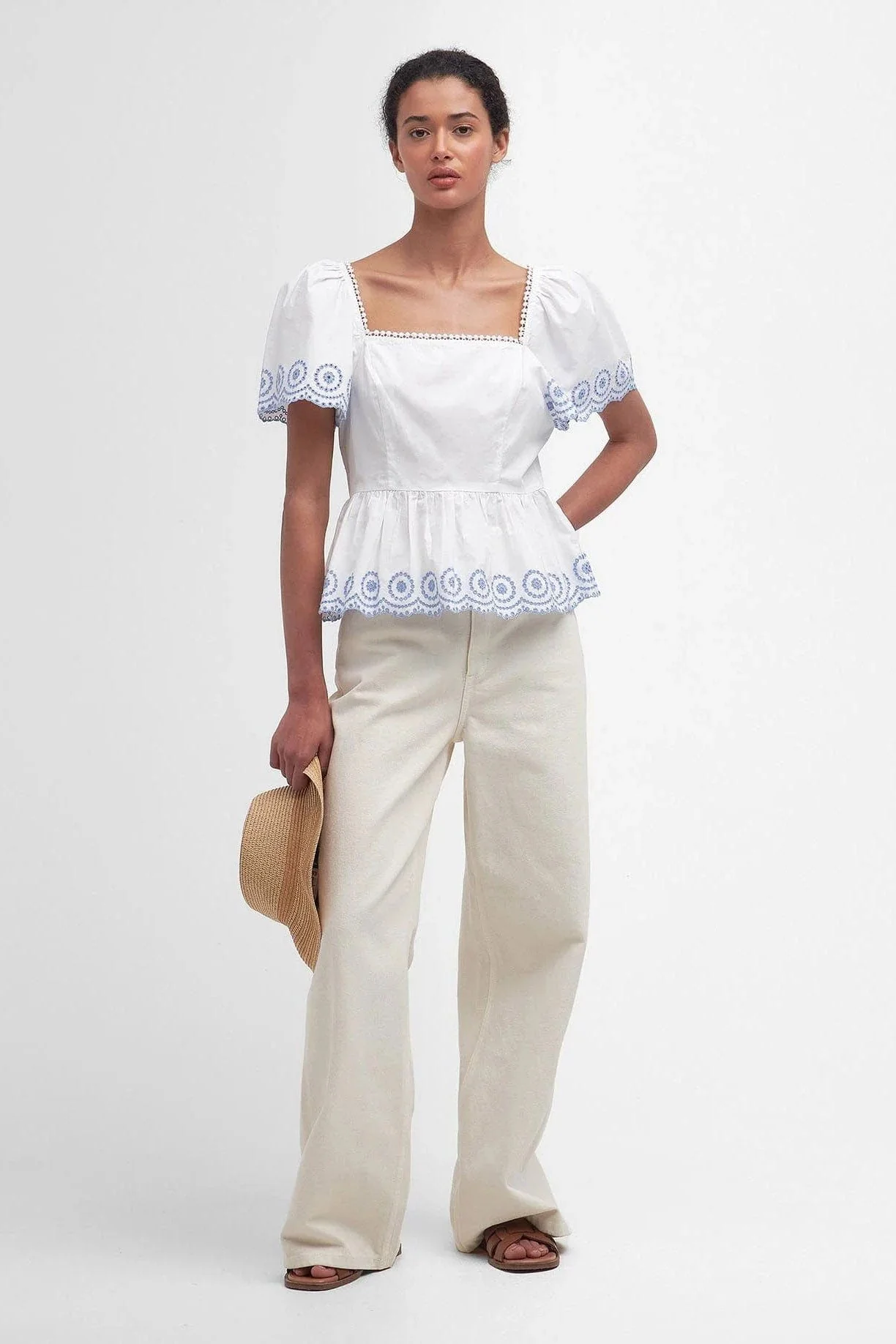 Joy Peplum Blouse - Classic White - Image 7
