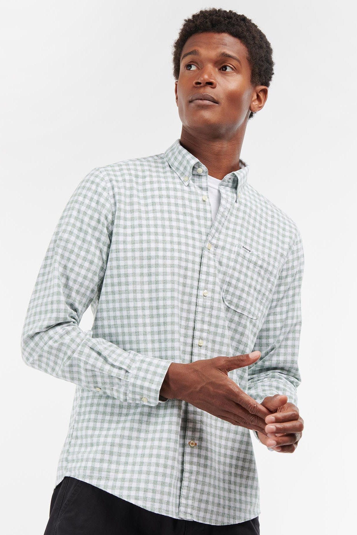 Kane Tailored Fit Gingham Shirt - Green - Image 2