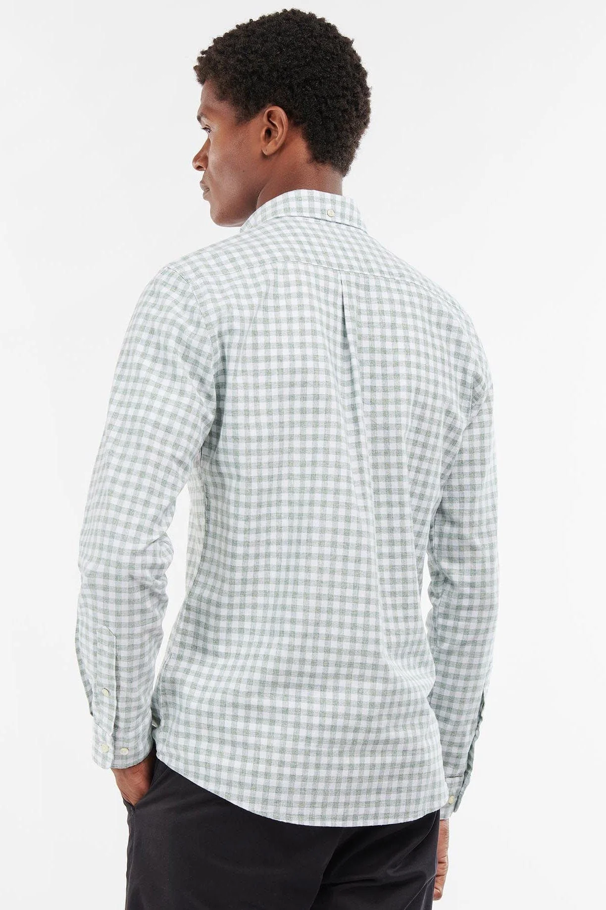 Kane Tailored Fit Gingham Shirt - Green - Image 3