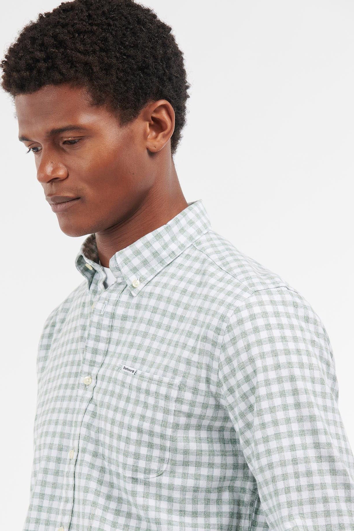 Kane Tailored Fit Gingham Shirt - Green - Image 4