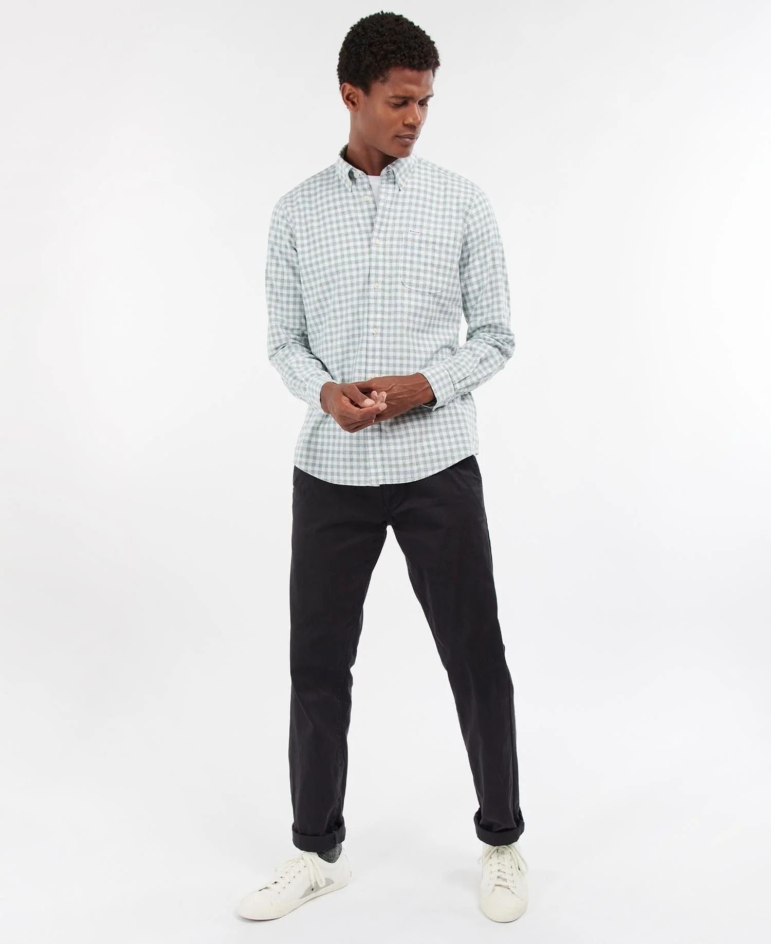 Kane Tailored Fit Gingham Shirt - Green - Image 5