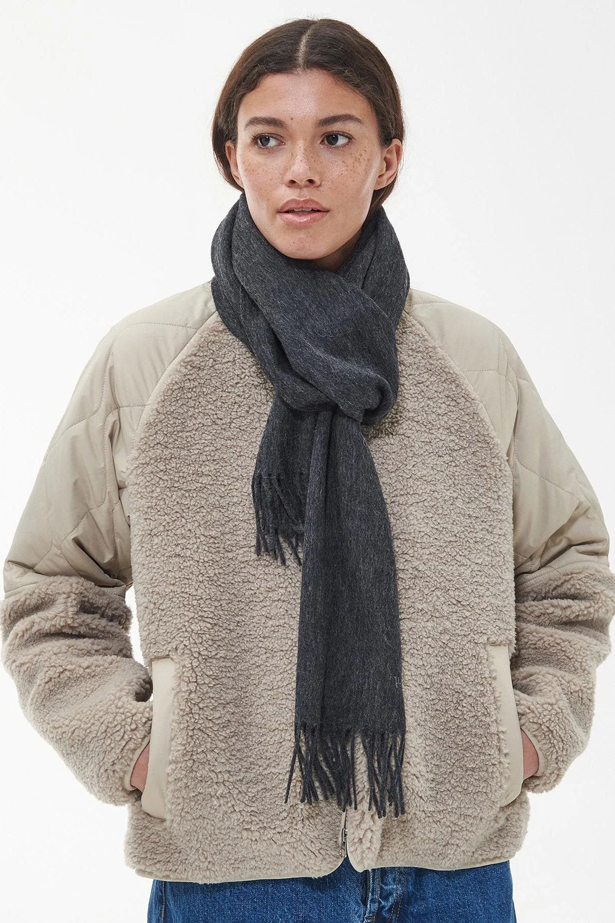 Lambswool Woven Scarf - Charcoal Grey - Image 2