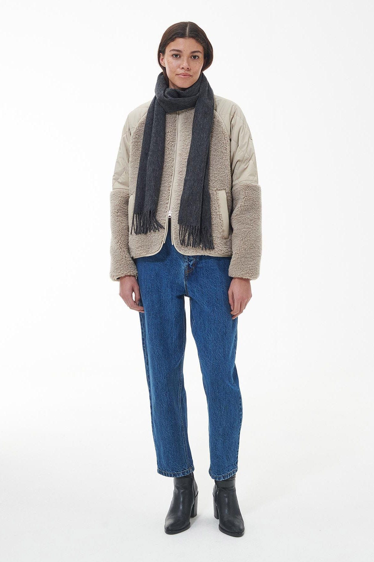 Lambswool Woven Scarf - Charcoal Grey - Image 3