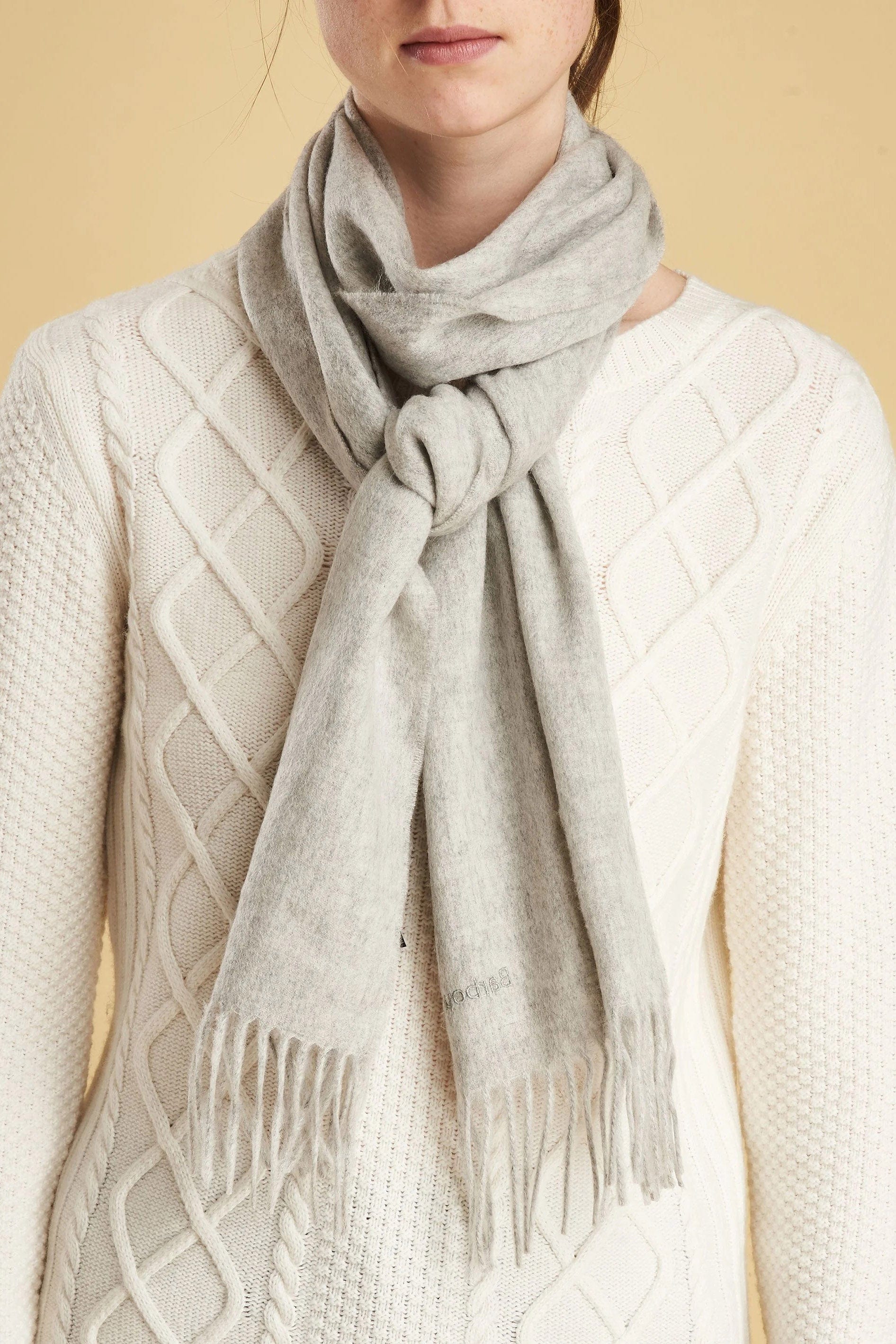 Lambswool Woven Scarf - Light Grey Melange - Image 2