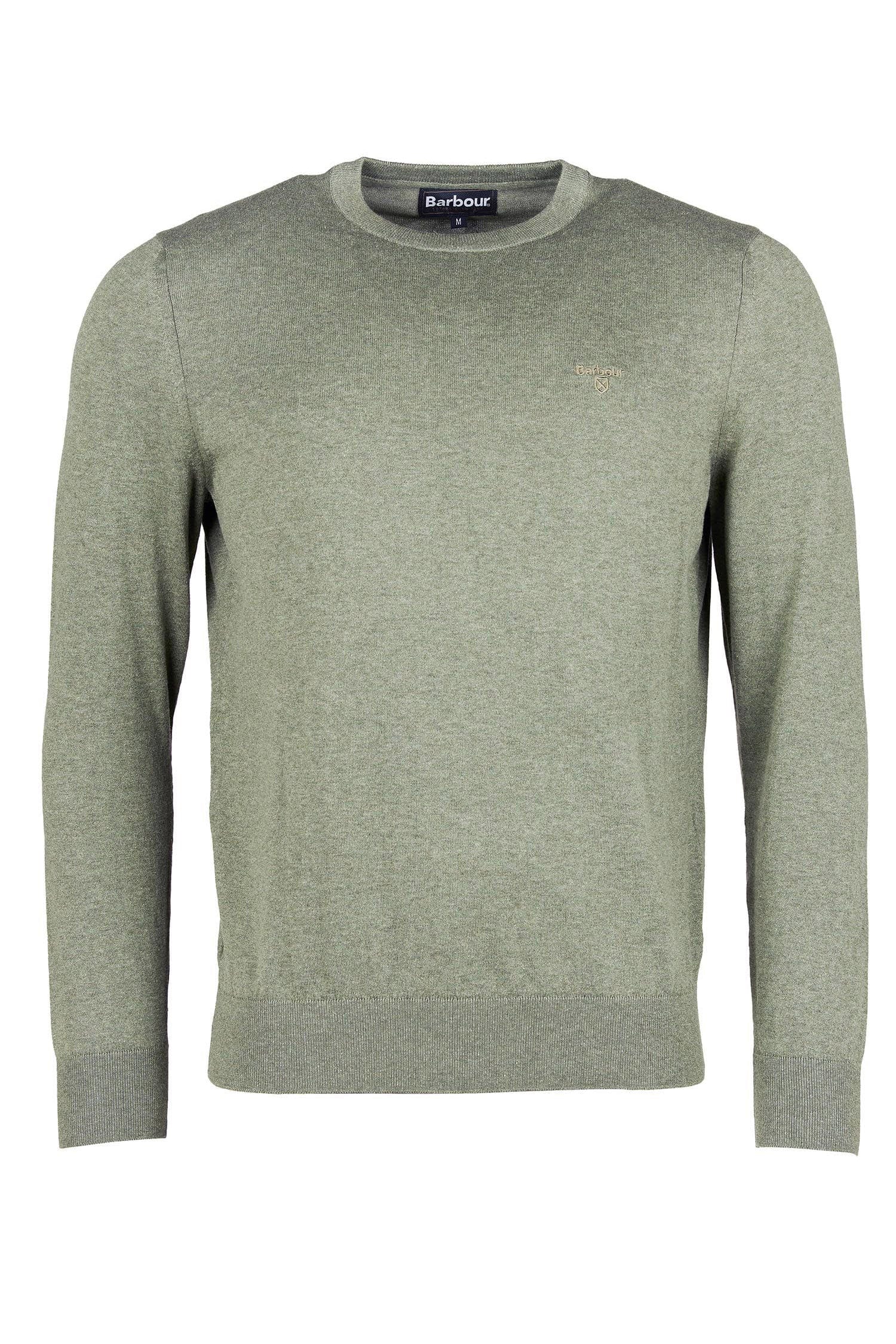 Light Cotton Crew Neck Jumper - Light Moss