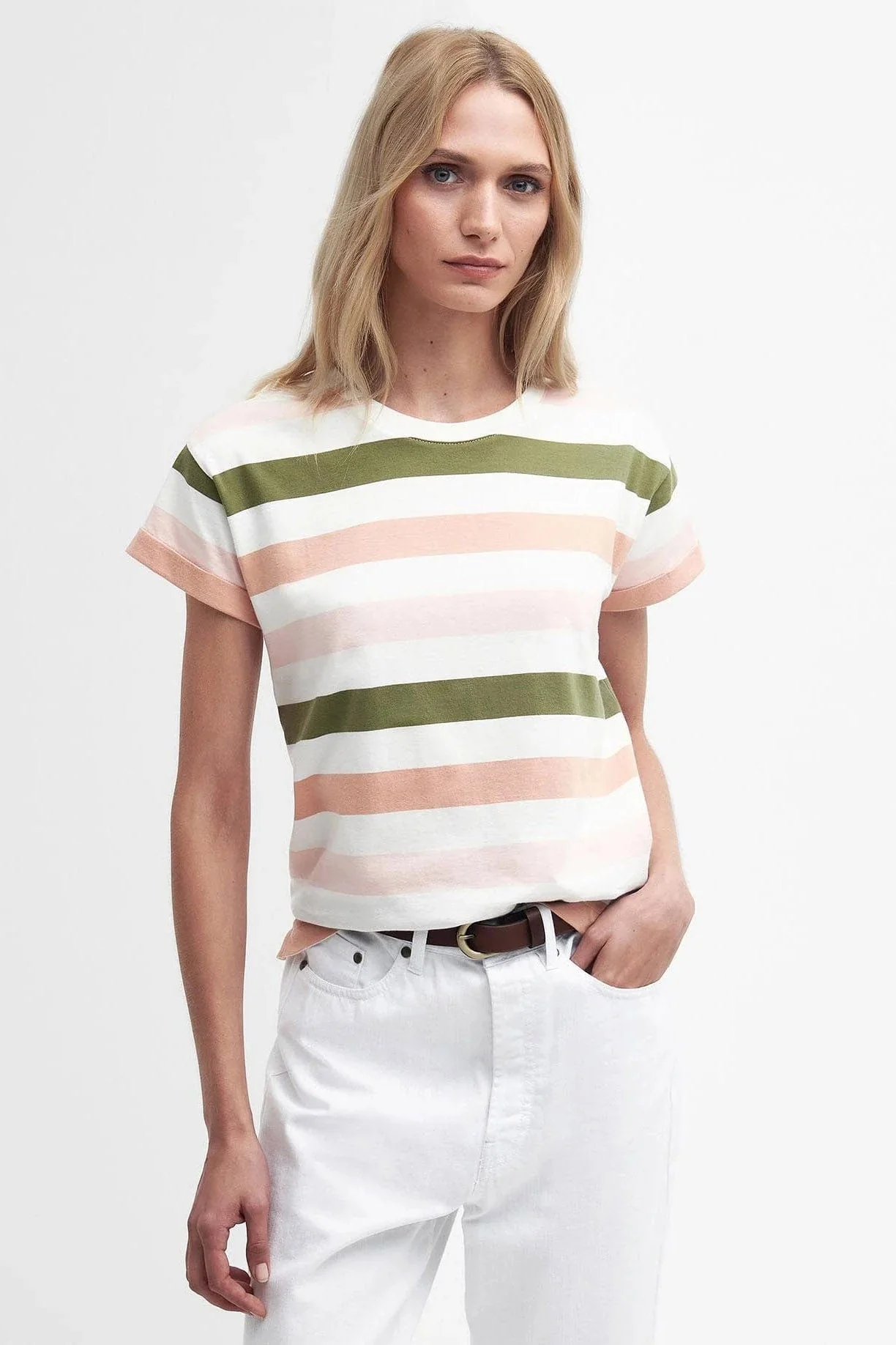 Lyndale T-Shirt - Soft Apricot Stripe - Image 2