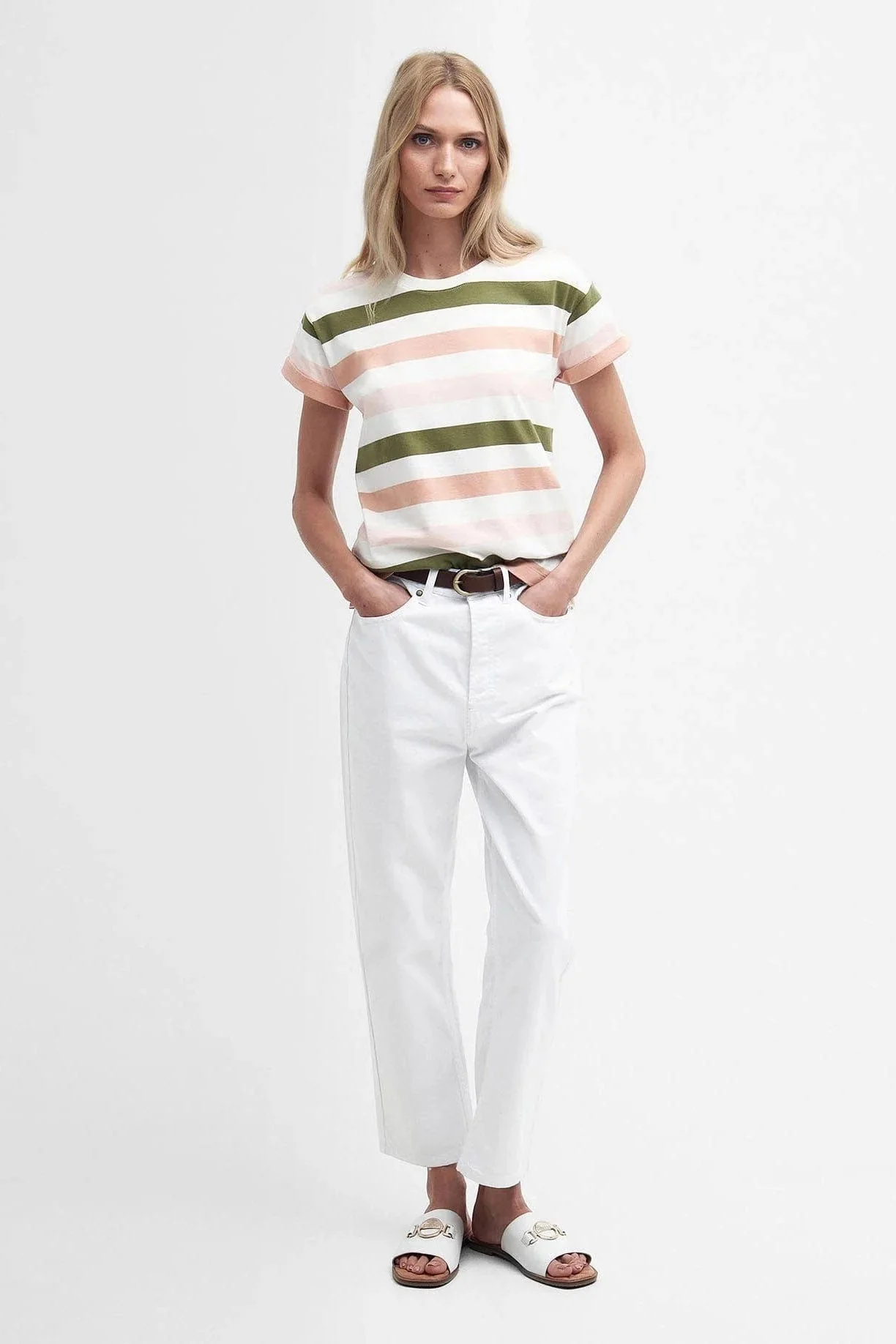 Lyndale T-Shirt - Soft Apricot Stripe - Image 4