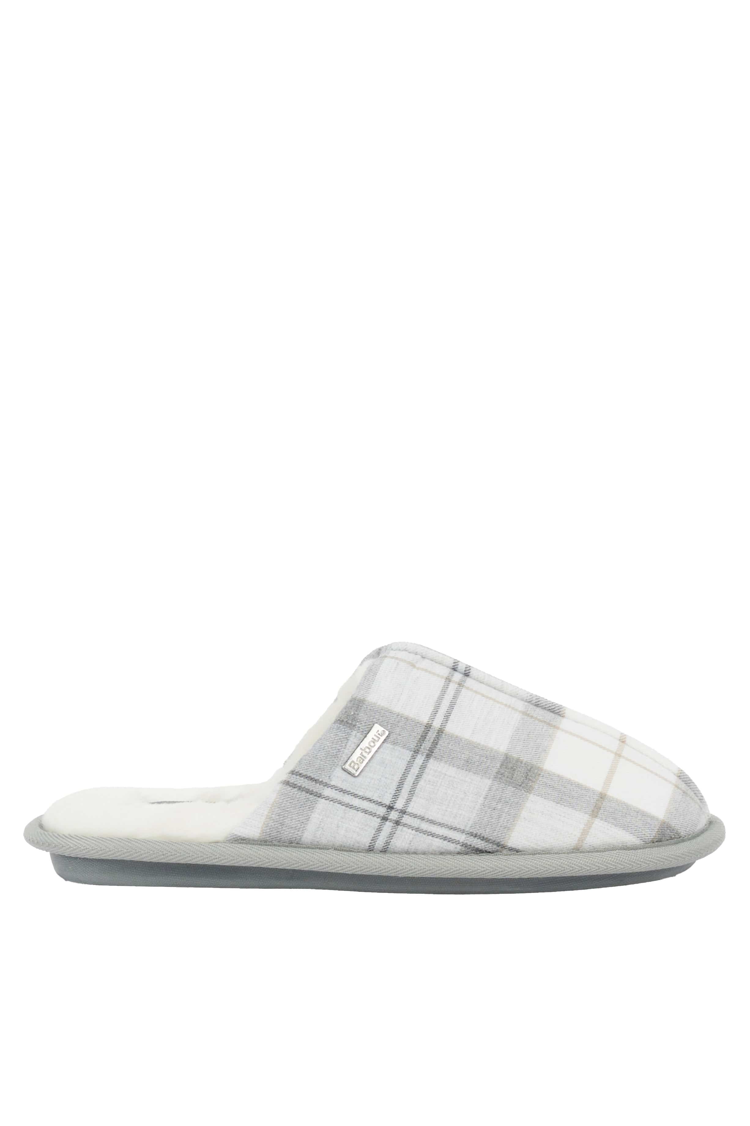 Maddie Slippers - White/Grey Tartan