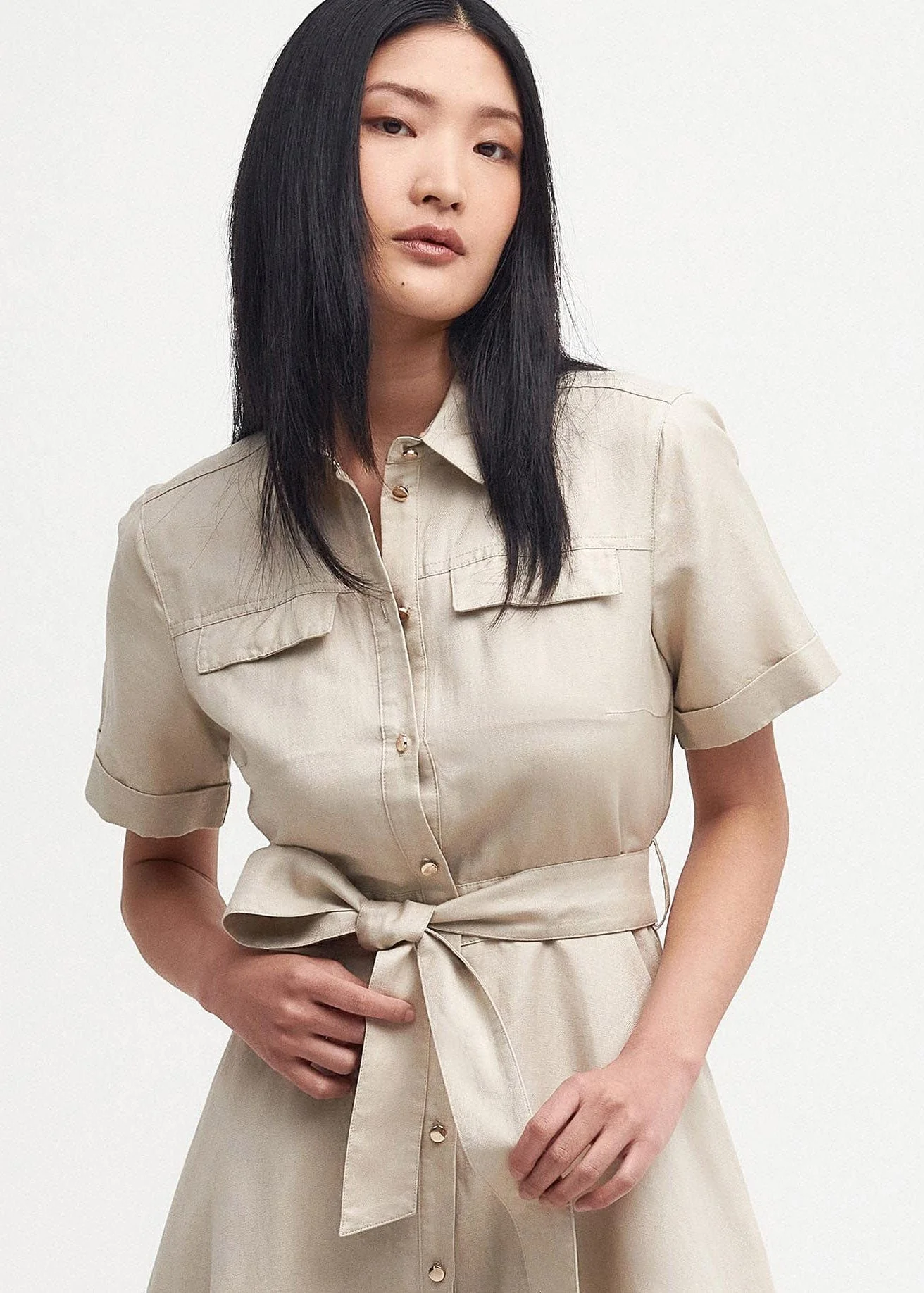Margaret Linen Shirt Dress - Safari - Image 5